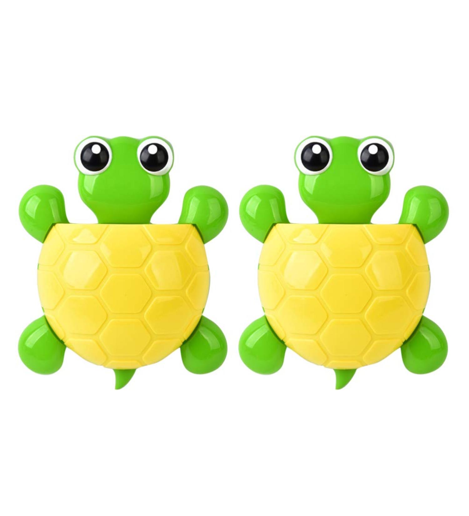 Cabilock Cute Cartoon Toothbrush Holder Set - 2 Suction Holders for Kids - Family Organizer for Toothbrushes & Toothpaste - Yellow - 12.5x16.5cm - Buy Online on GoSupps.com