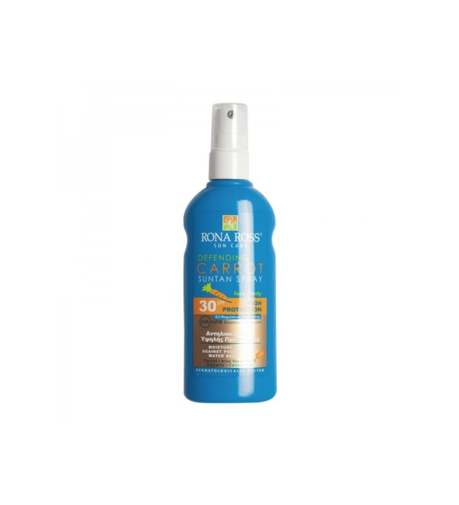 Rona Ross Sun Care | Defending Carrot Suntan Spray | Contains Carrot Aloe Vera & Vitamin E | SPF 30 |