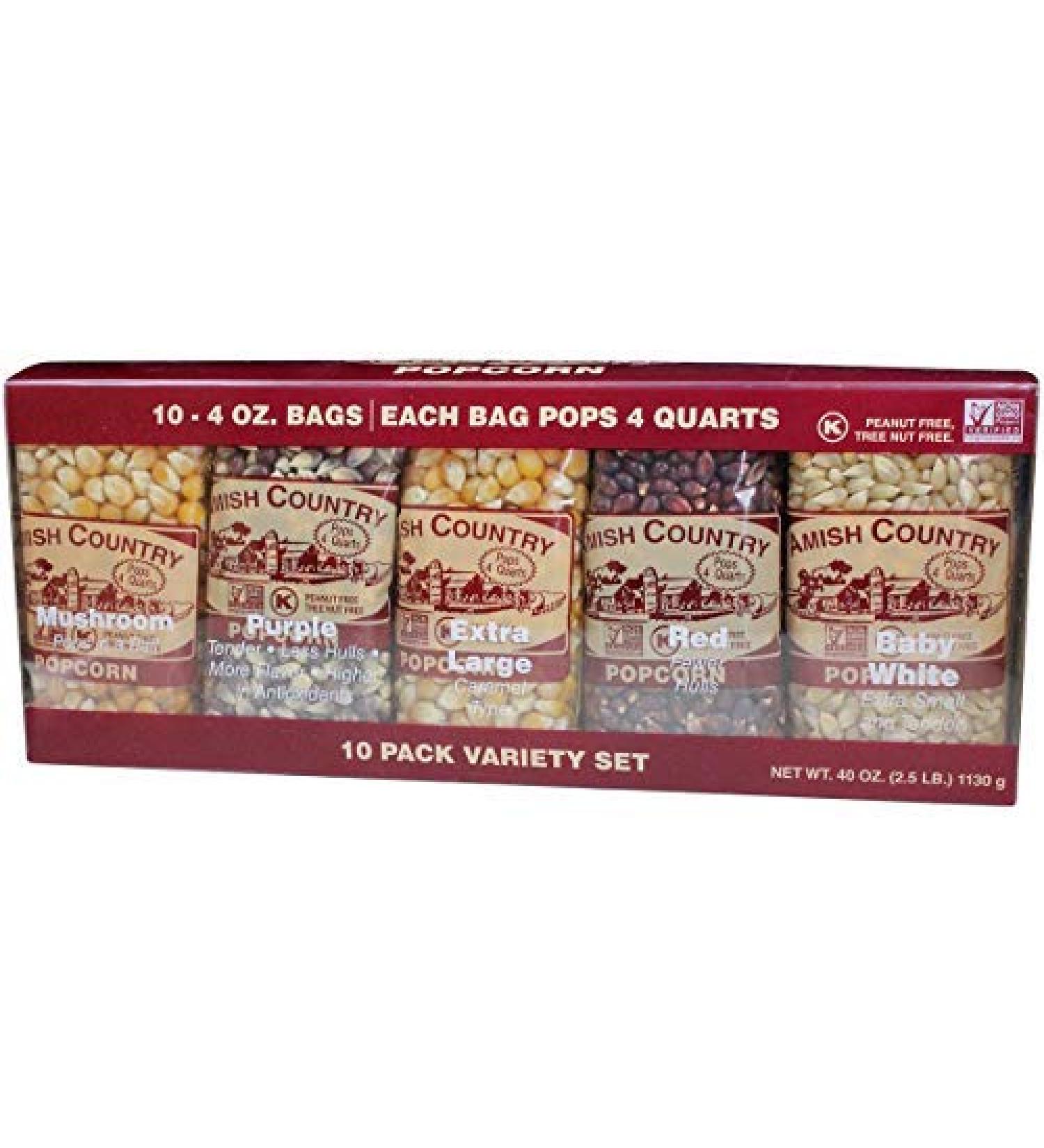 Amish Country Popcorn Gift Set - 10 Assorted 4oz Kernels with Recipe Guide - Buy Online on GoSupps.com