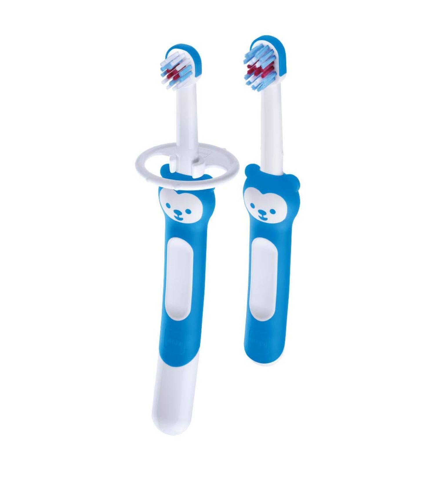 Mam Learn To Brush Toothbrush Set for Children - Long Handle Light Blue 5 Months + | 1 Pack - Buy Online on GoSupps.com