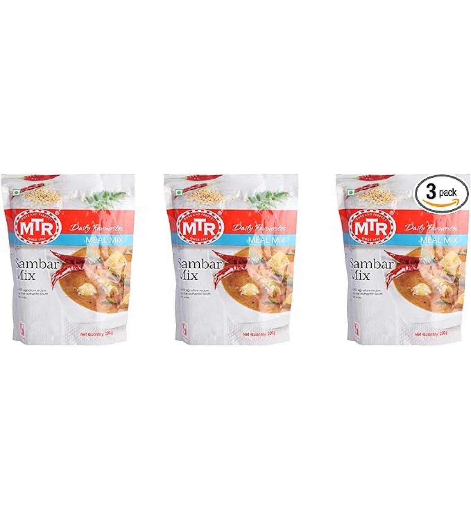 Seelans MTR Instant Sambar Mix 200g (Pack of 3) Authentic South Indian Samber Mix Ready Tasty and Healthy - Buy Online on GoSupps.com