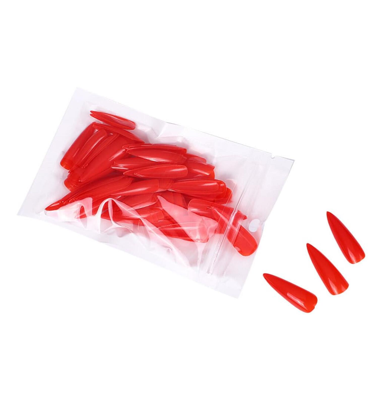 Dajidafu 1 Set Press on Nails Almond Artificial Tips Stick Solid Color Full Coverage Art Decals Beauty Tool Manicure Kit Decorations No.6 red - Buy Online on GoSupps.com