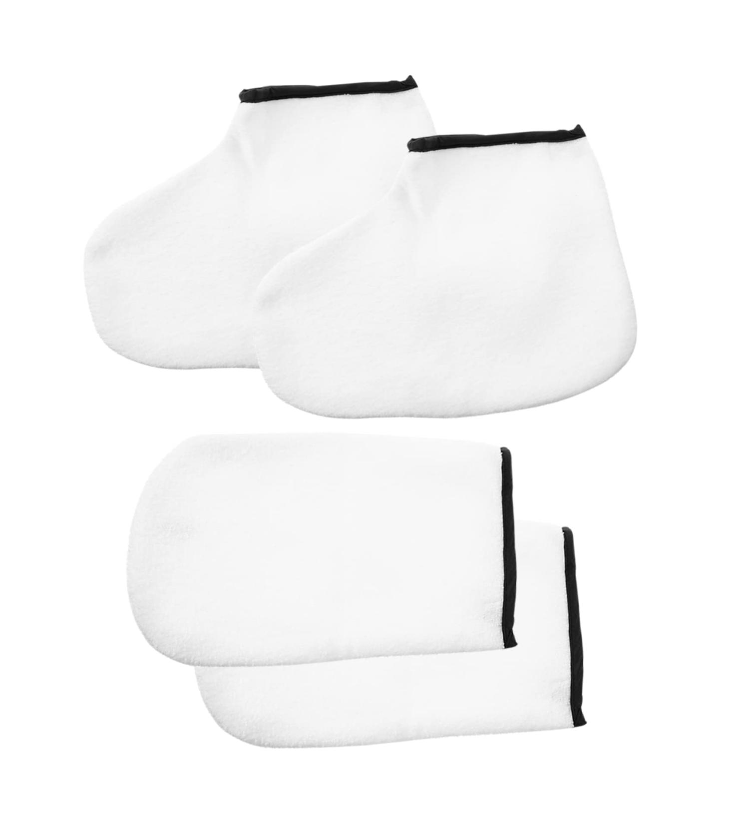 Ipetboom 2 Pairs Hand and Foot Mask Wax Socks Paraffin Wax Foot Bags Wax Tools Wax Hand Gloves Paraffin Wax for Hands Boot Glove Bath Mittens White Knitted Fabric Spa Facial Mask - Buy Online on GoSupps.com