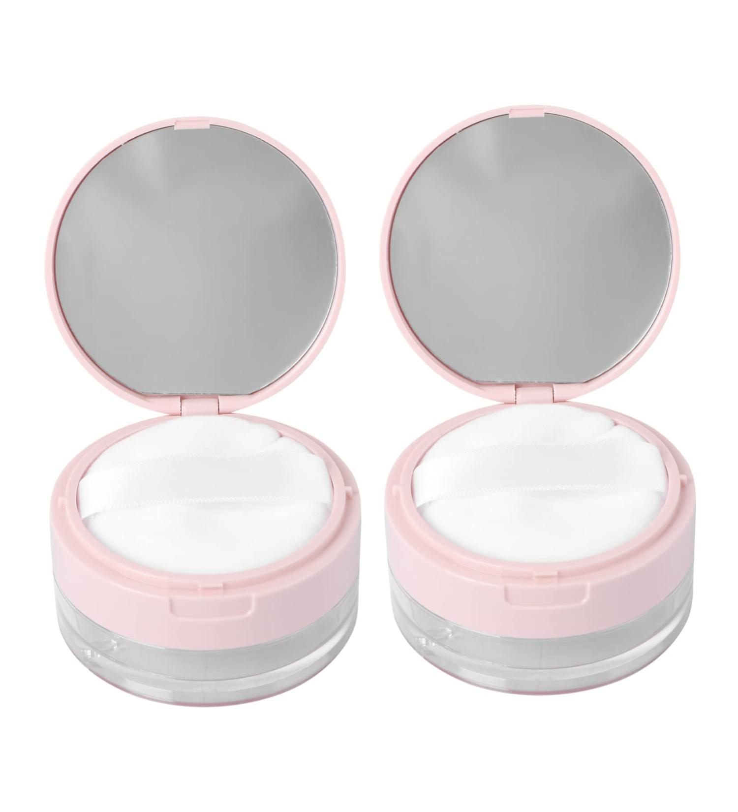  Healvian Healvian 2 Pieces Mirror Powder Container Loose Powder Makeup Powder Box Loose Containers Powder Case with Mirror Loose Holder Loose Powder Box Empty Makeup Container BB Cream Container Pink - Buy Online on GoSupps.com