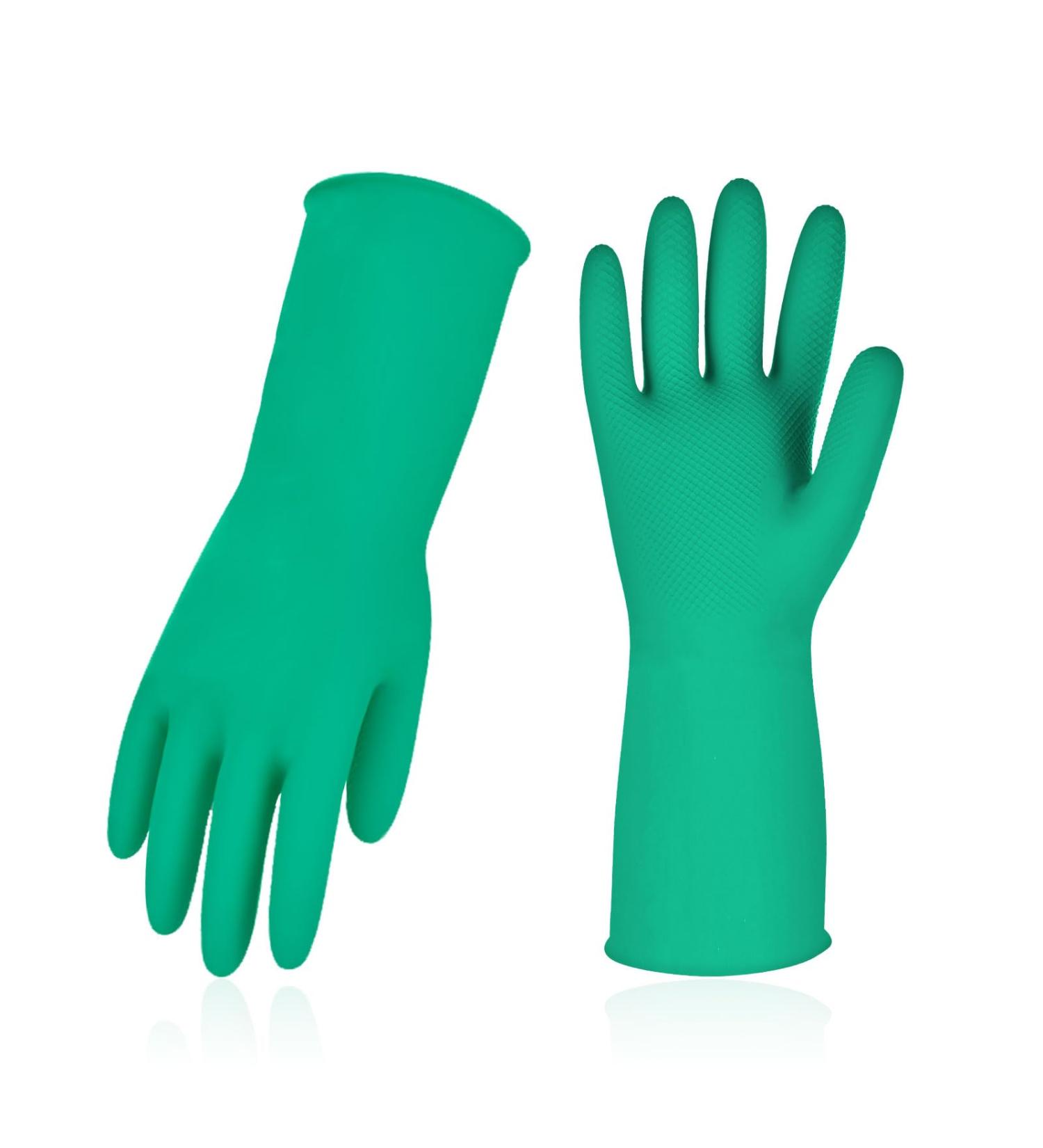 VGO 10 Pairs Extra Thick Reusable Household Gloves Long Sleeve Rubber Tableware Gloves for Kitchen Cleaning Painting Gardening & Pet Care - Size L Dark Green - Buy Online on GoSupps.com