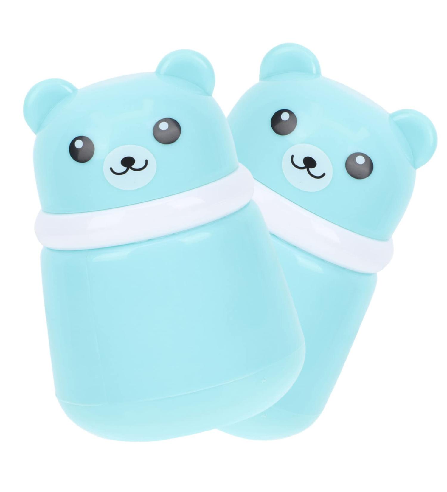2pcs Bear Powder Puff Box Set for Travel and Newborns - Blue - Buy Online on GoSupps.com