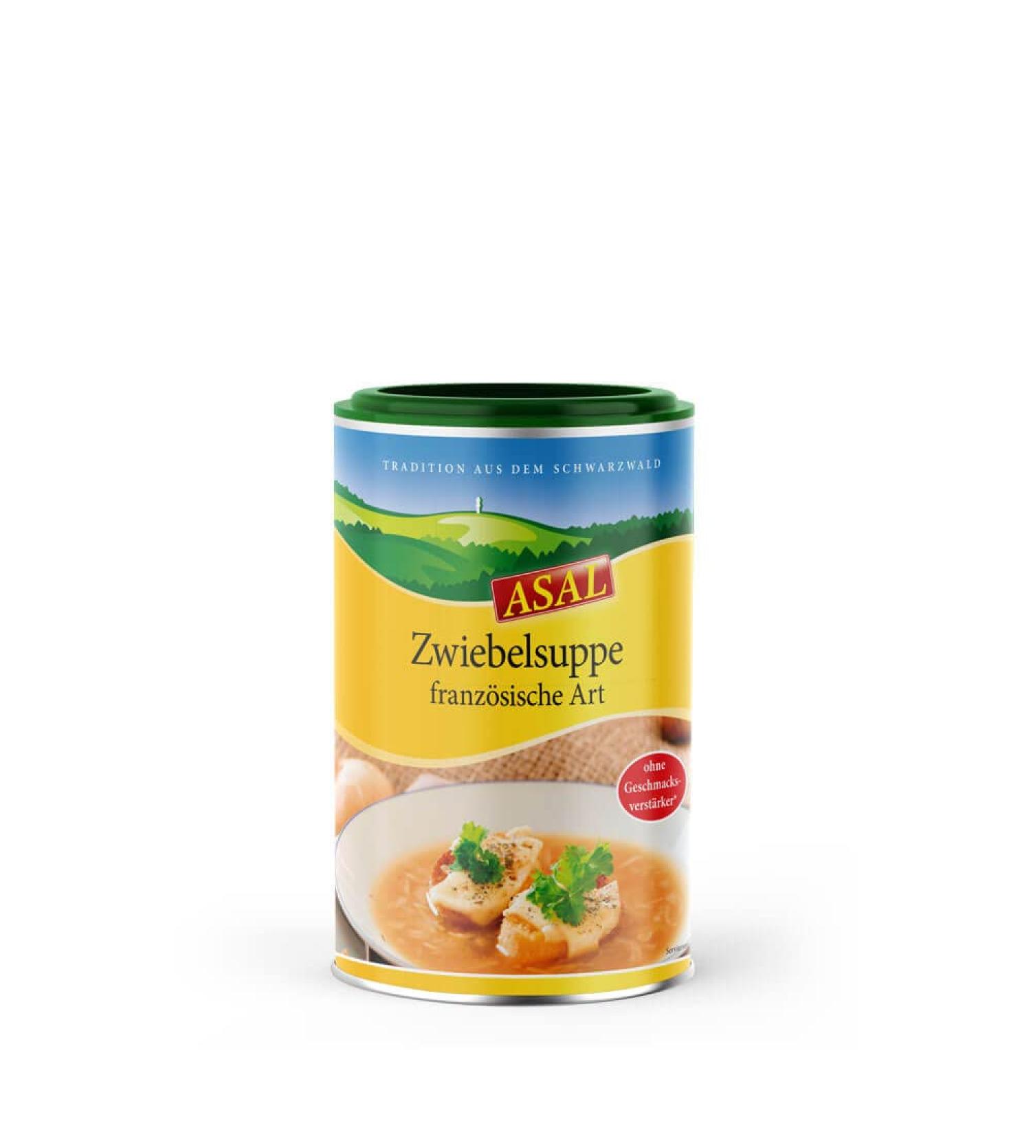 Asal onion soup (French species) 220g for 12 plates - spicy soup with 35% onions also optimal as the basis for many other dishes low -fat 100ml only 24kcal spices (1 Pack)
