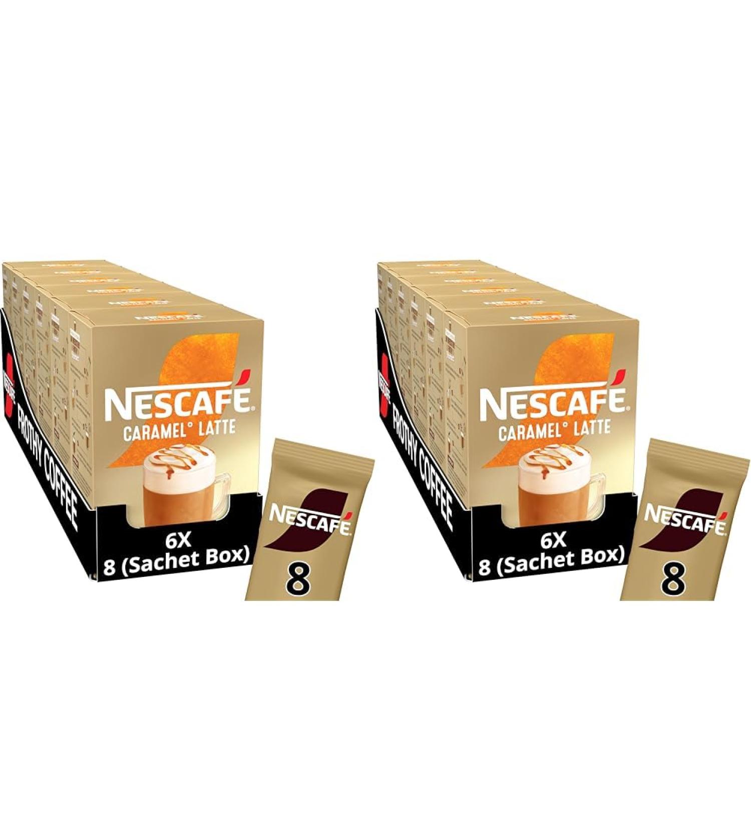 Nescafe Caramel Latte Instant Coffee 8 x 17g Sachets 100% Responsibly Sourced Coffee (Pack of 2) - Buy Online on GoSupps.com