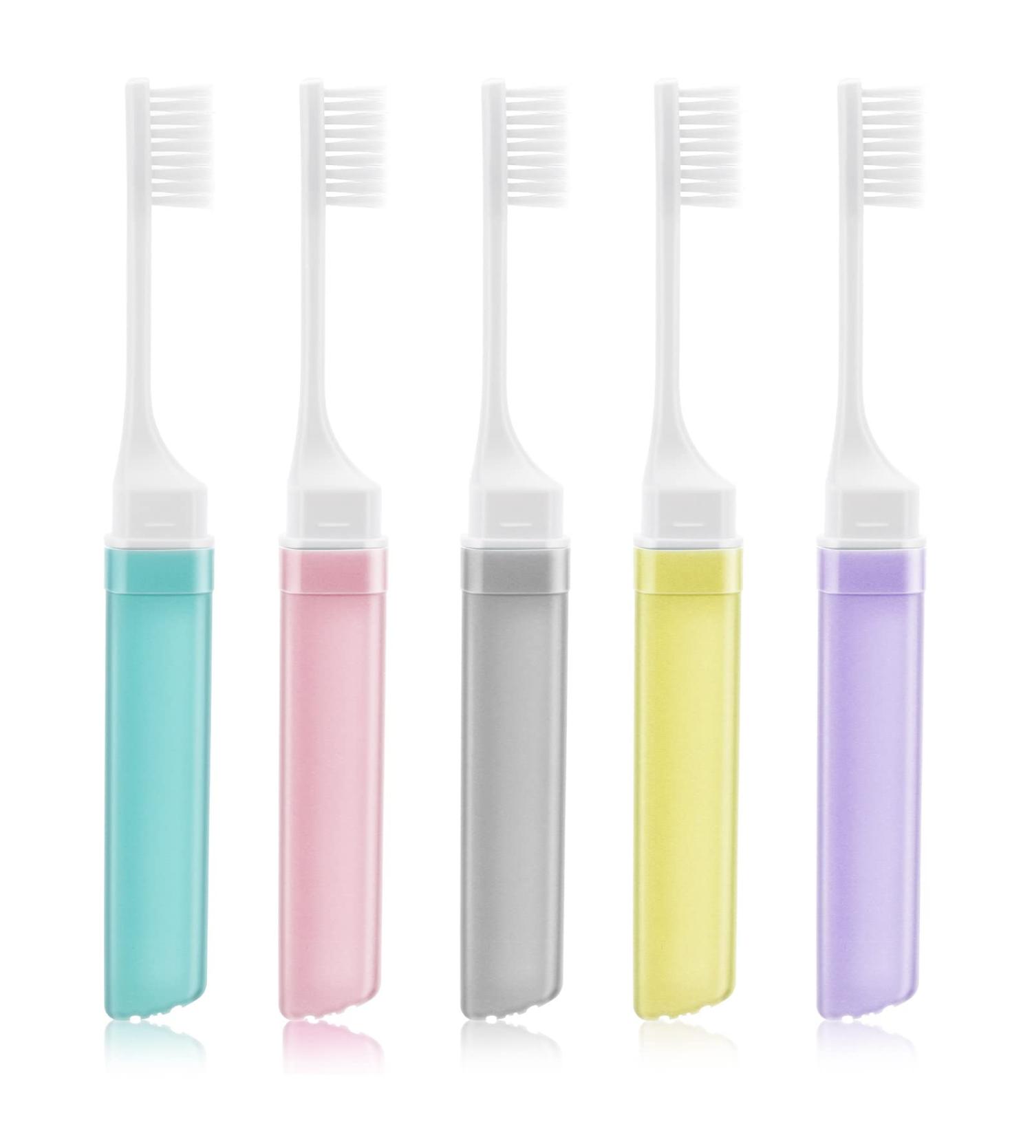 WLLHYF 5 PCS Mini Folding Travel Toothbrush Kit with Case - Portable Soft Bristles for Adult Kid Camping - Buy Online on GoSupps.com