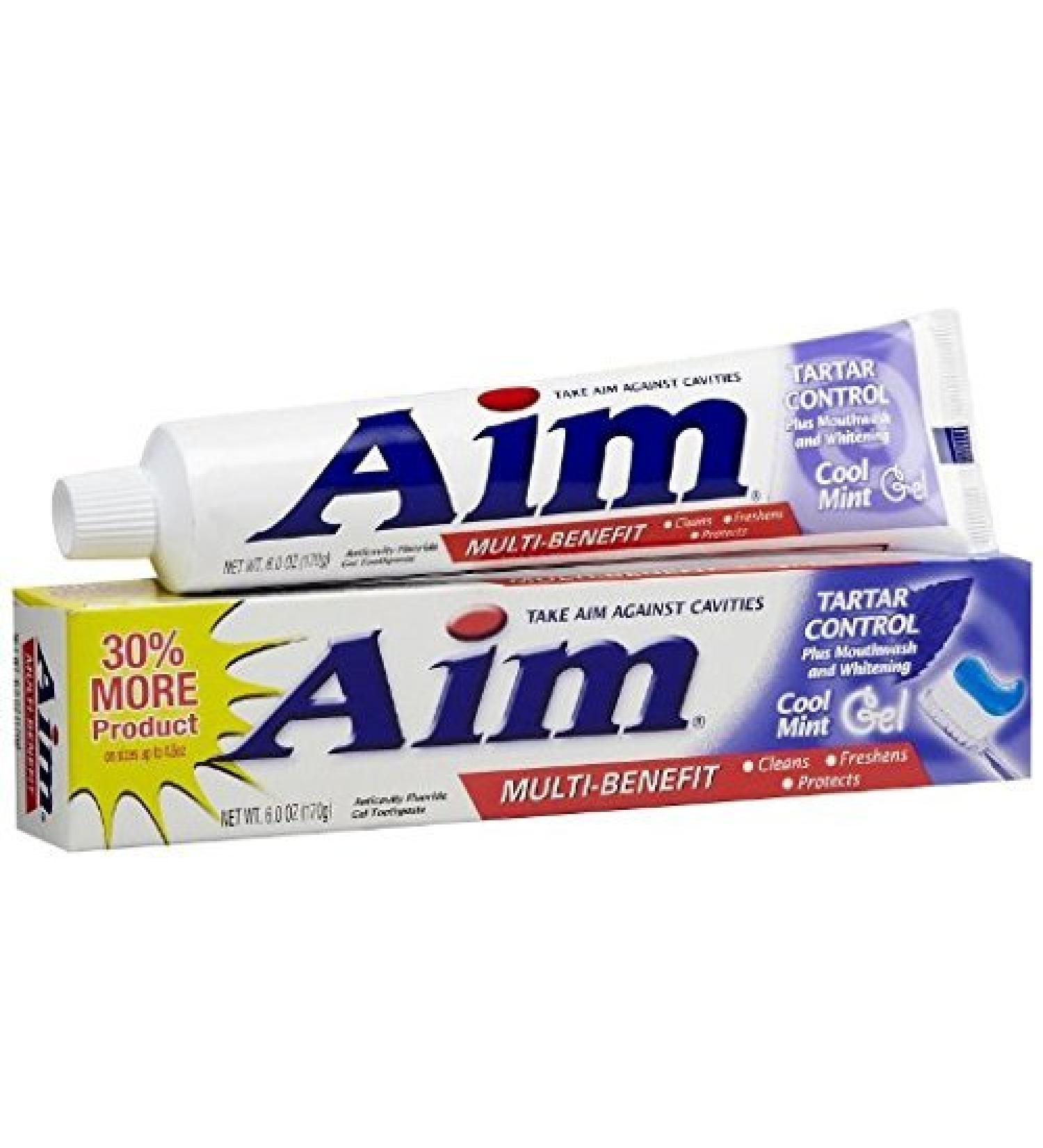 Aim Gel Antactivity Fluoride ToothPaste Tartar Control 6 Oz Pack of 2 by AIM