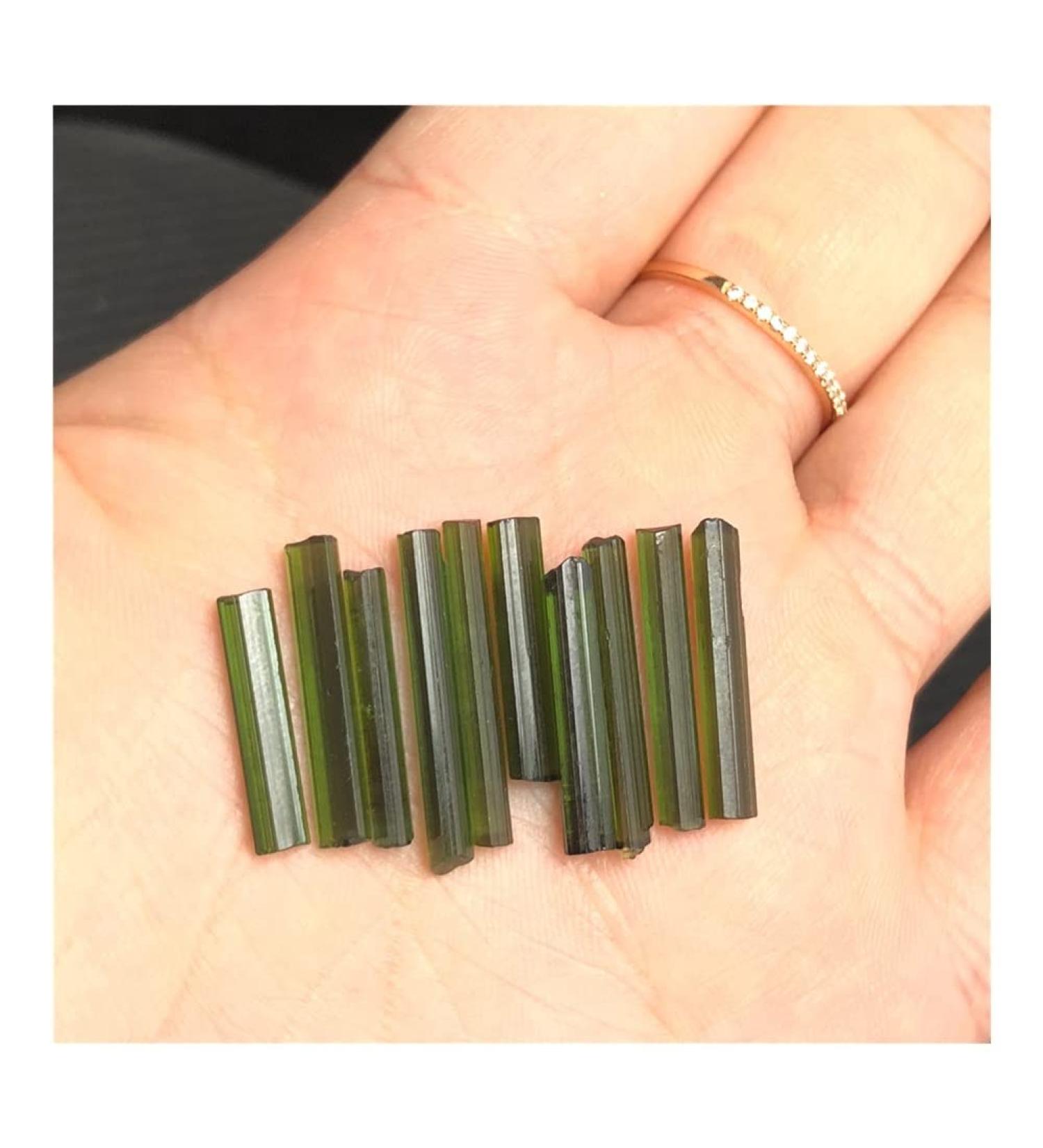 Healing Aura Crystal Set - 4 Natural Green Tourmaline Minerals for Home Decoration | International Shipping Available - Buy Online on GoSupps.com