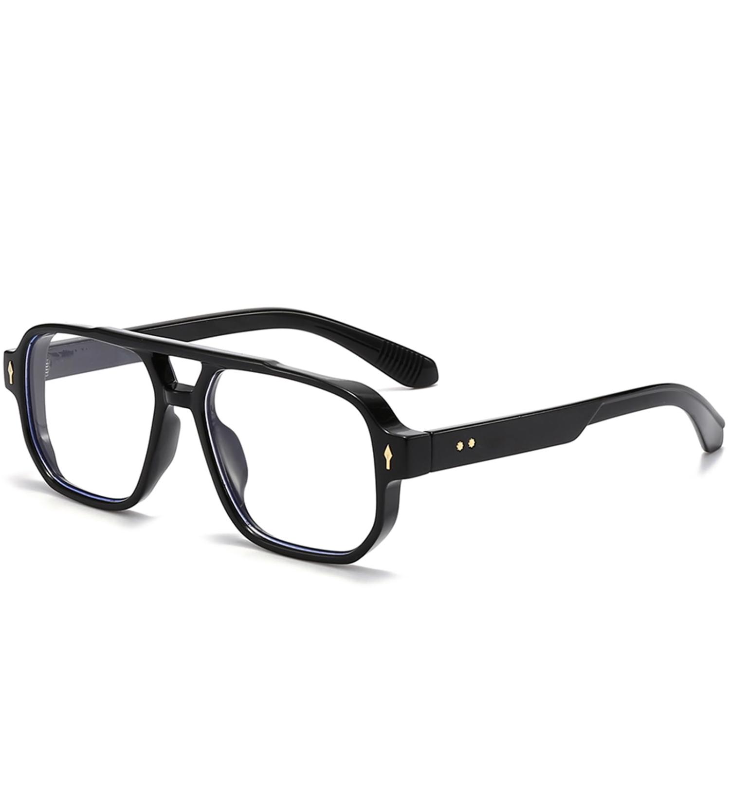 PORADAY Blue Light Blocking Glasses - 70s Retro Square Aviator Eyewear for Men & Women - A1 Black - Shop Internationally - Buy Online on GoSupps.com