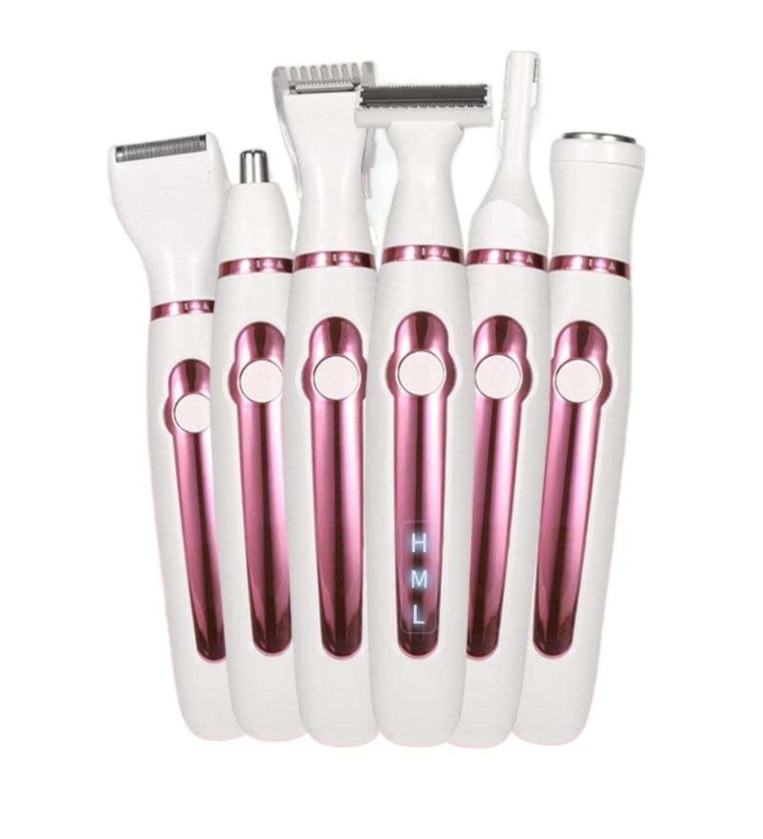 6-in-1 Rechargeable Electric Hair Remover for Women - Shaver, Nose Trimmer, Leg, Armpit, Bikini, Epilator - Buy Online on GoSupps.com