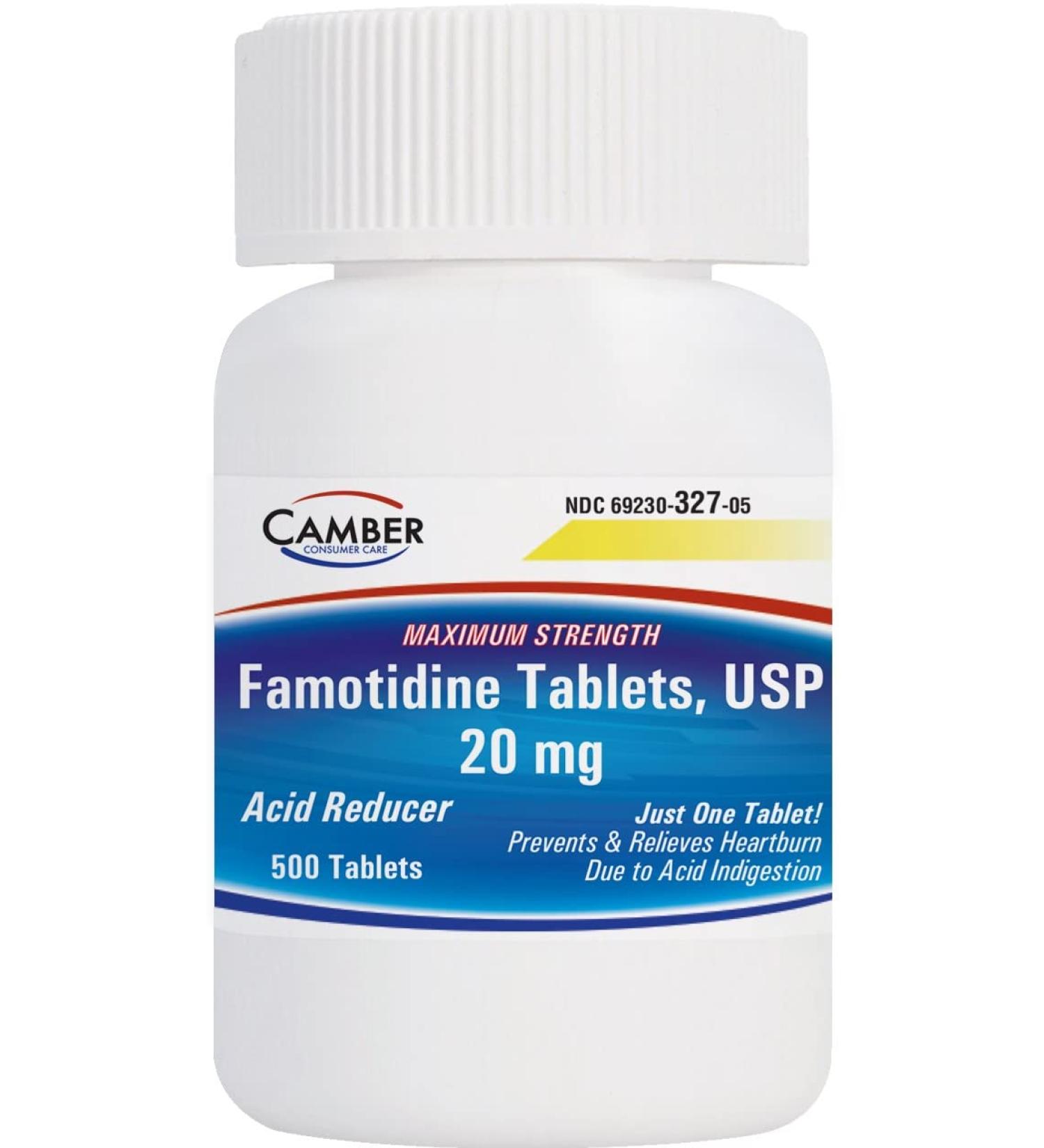 Camber Famotidine Tablets 20 mg Maximum Strength Acid Reducer 500ct Family Pack - Buy Online on GoSupps.com