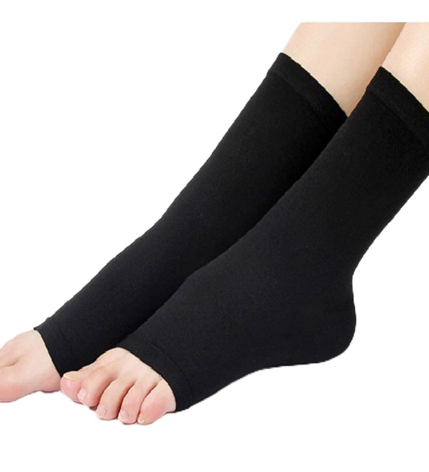 Toeless Compression Socks for Plantar Fasciitis - Medical Circulation & Vein Support - Elastic Black Socks for Ultimate Comfort - Buy Online on GoSupps.com