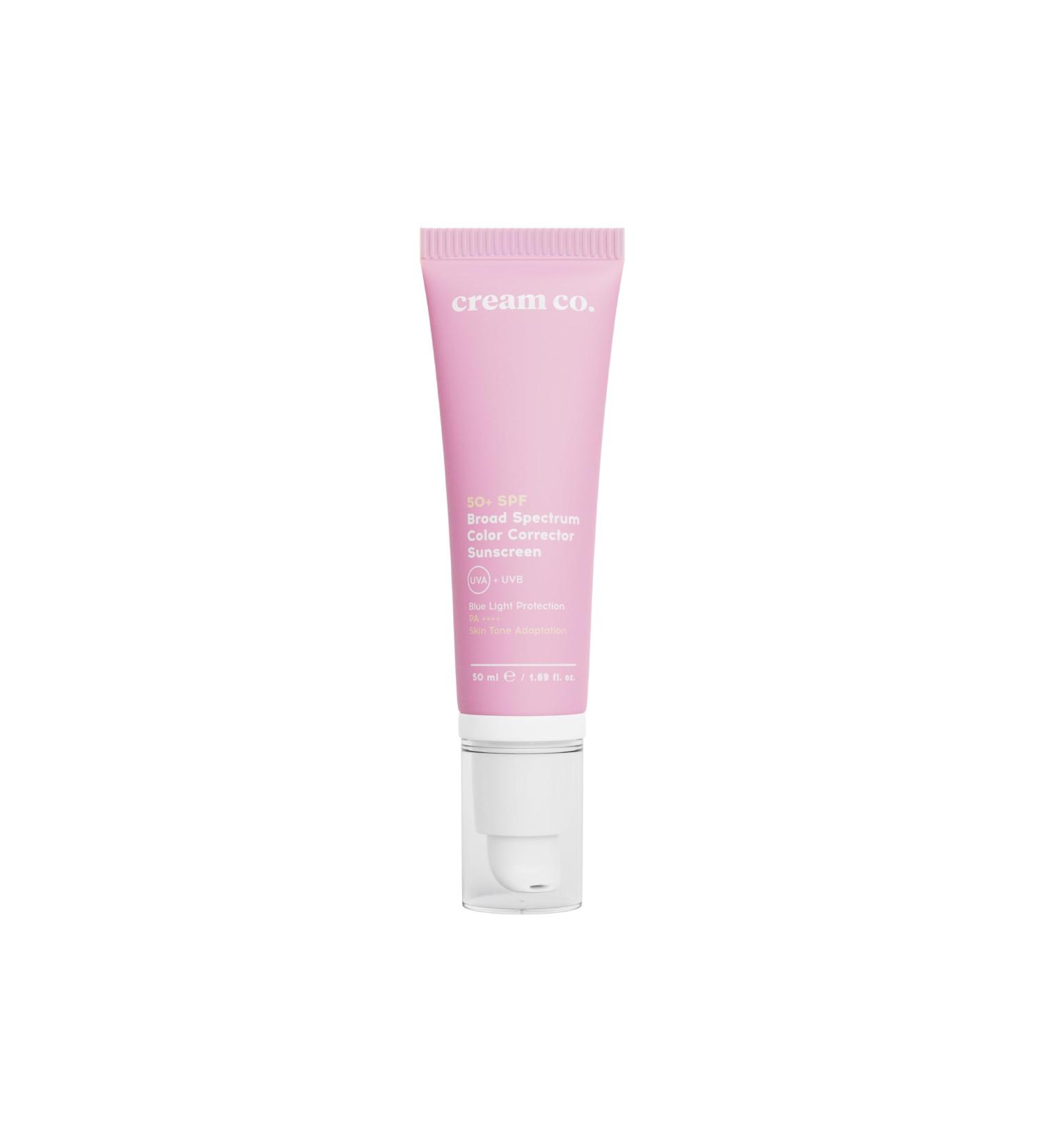 cream co. 50+ SPF Broad Spectrum Color Corrector Sunscreen for Sensitive Skin Dry & All Skin Types Sunscreen Moisturiser Face Sun Cream spf 50 Protect from UVA-UVB Rays Easily Absorbed Vegan 50ml 50+ SPF Corrector Sunscreen - Buy Online on GoSupps.com