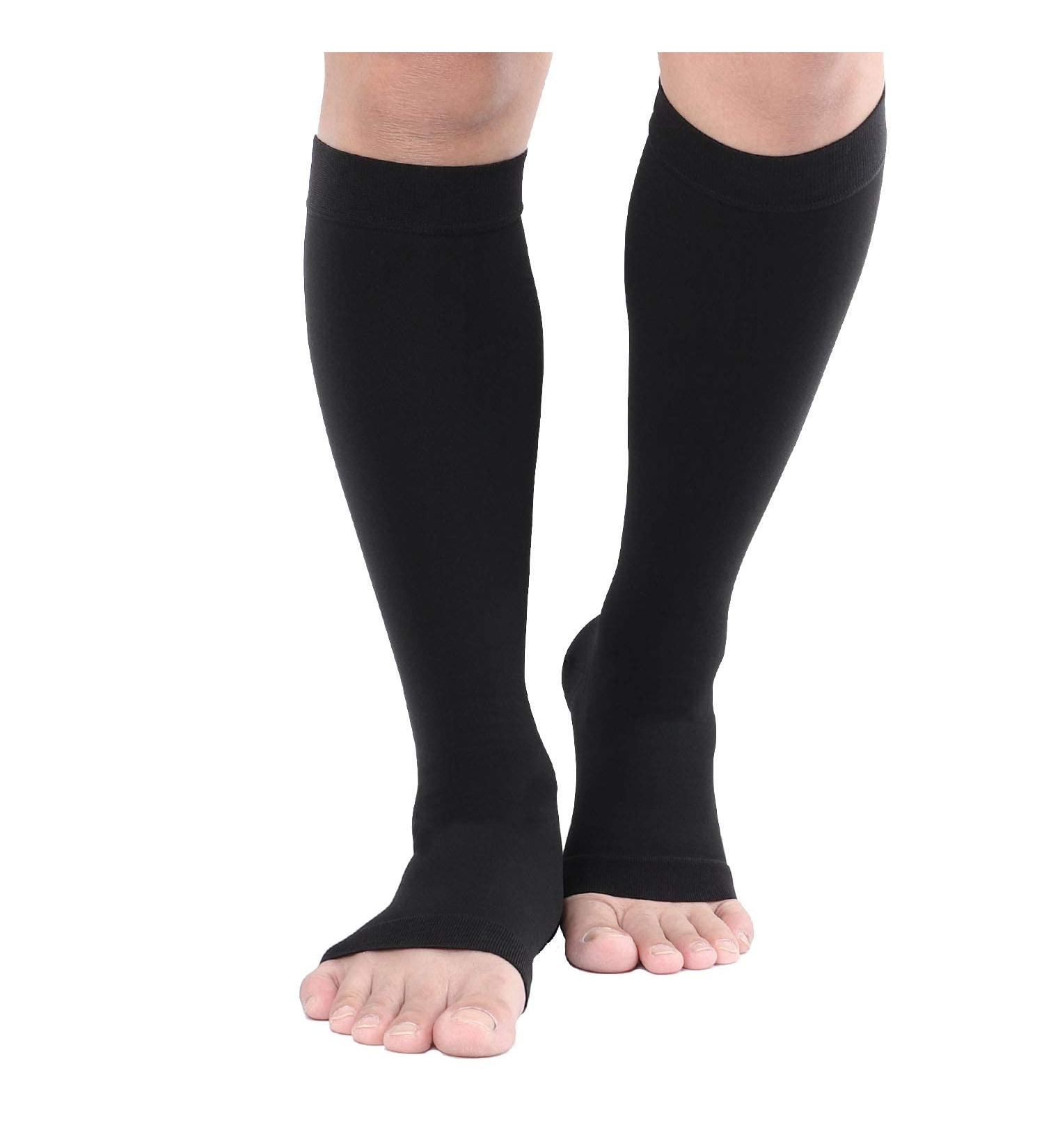 TOFLY Medical Compression Stockings 20-30 mmHg Knee High Socks - Open Toe Black - Size M - Buy Online on GoSupps.com