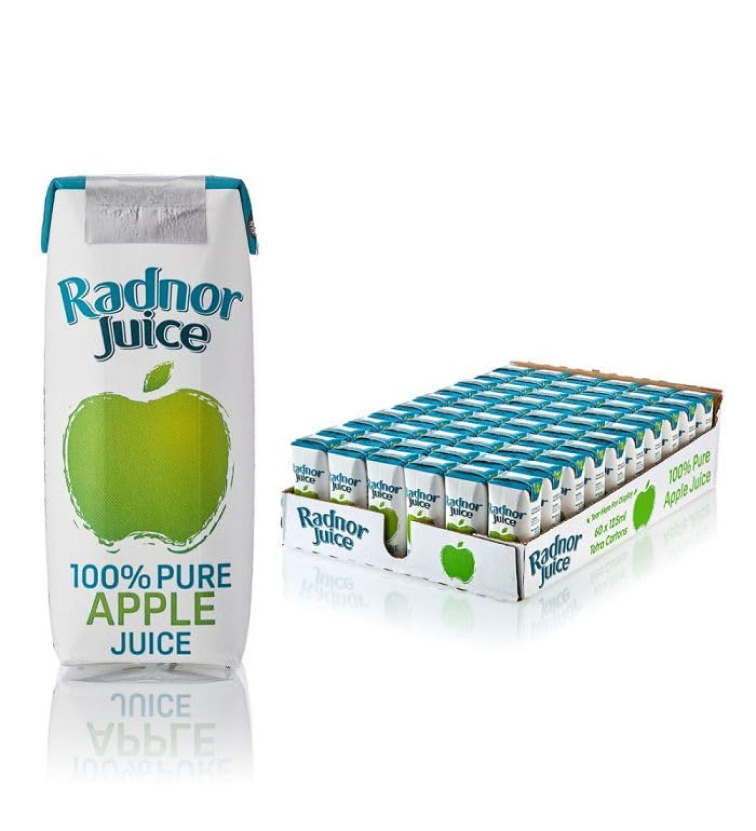 Radnor 100% Pure Juice Cartons 125ml (60 x 125ml Apple) Apple 125 ml (Pack of 1)