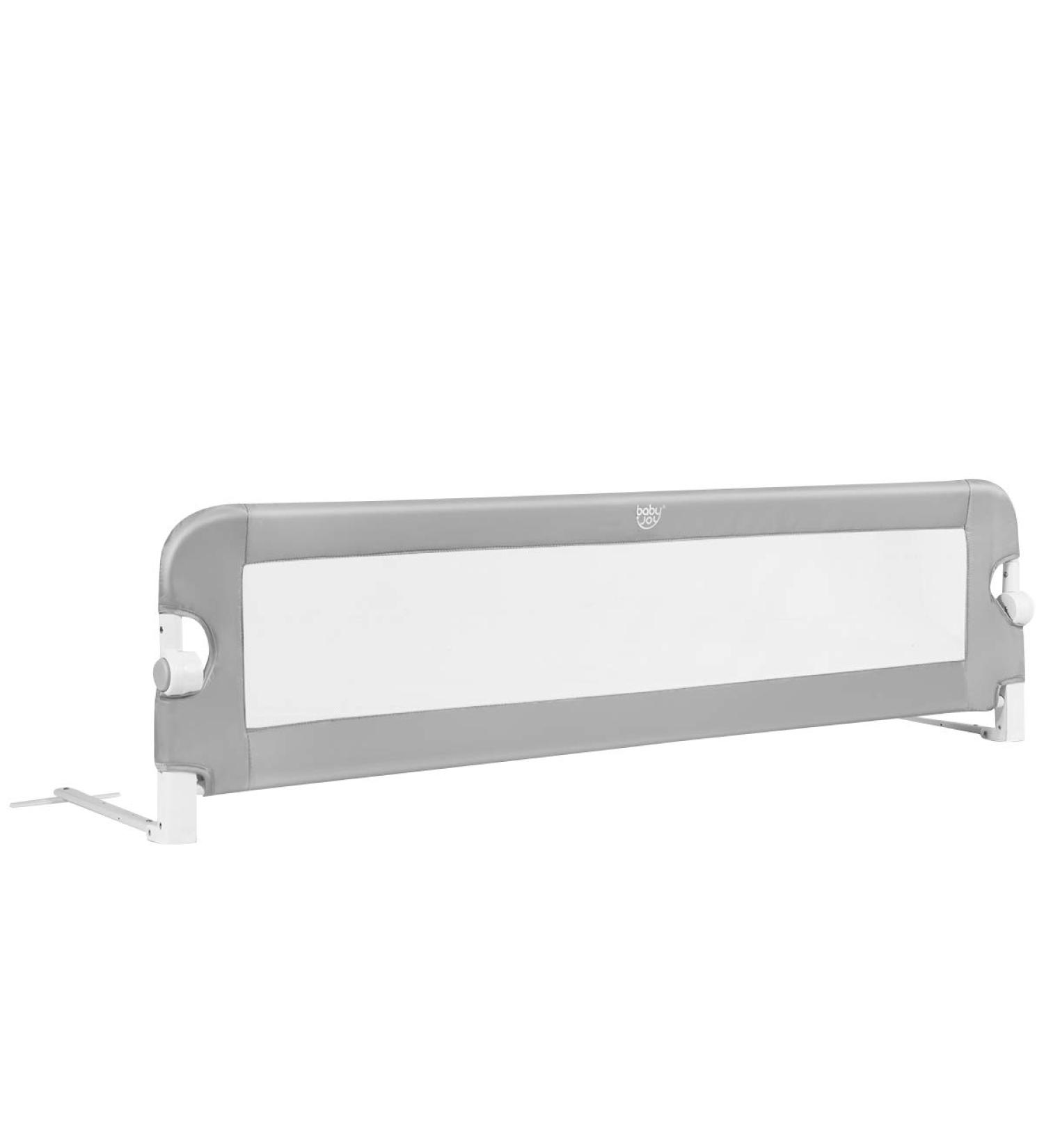 BABY JOY Toddler Bed Rail 59-Inch Grey Swing Down Safety Guard for Crib, Twin, Double, Full, Queen & King Size Mattress - Buy Online on GoSupps.com