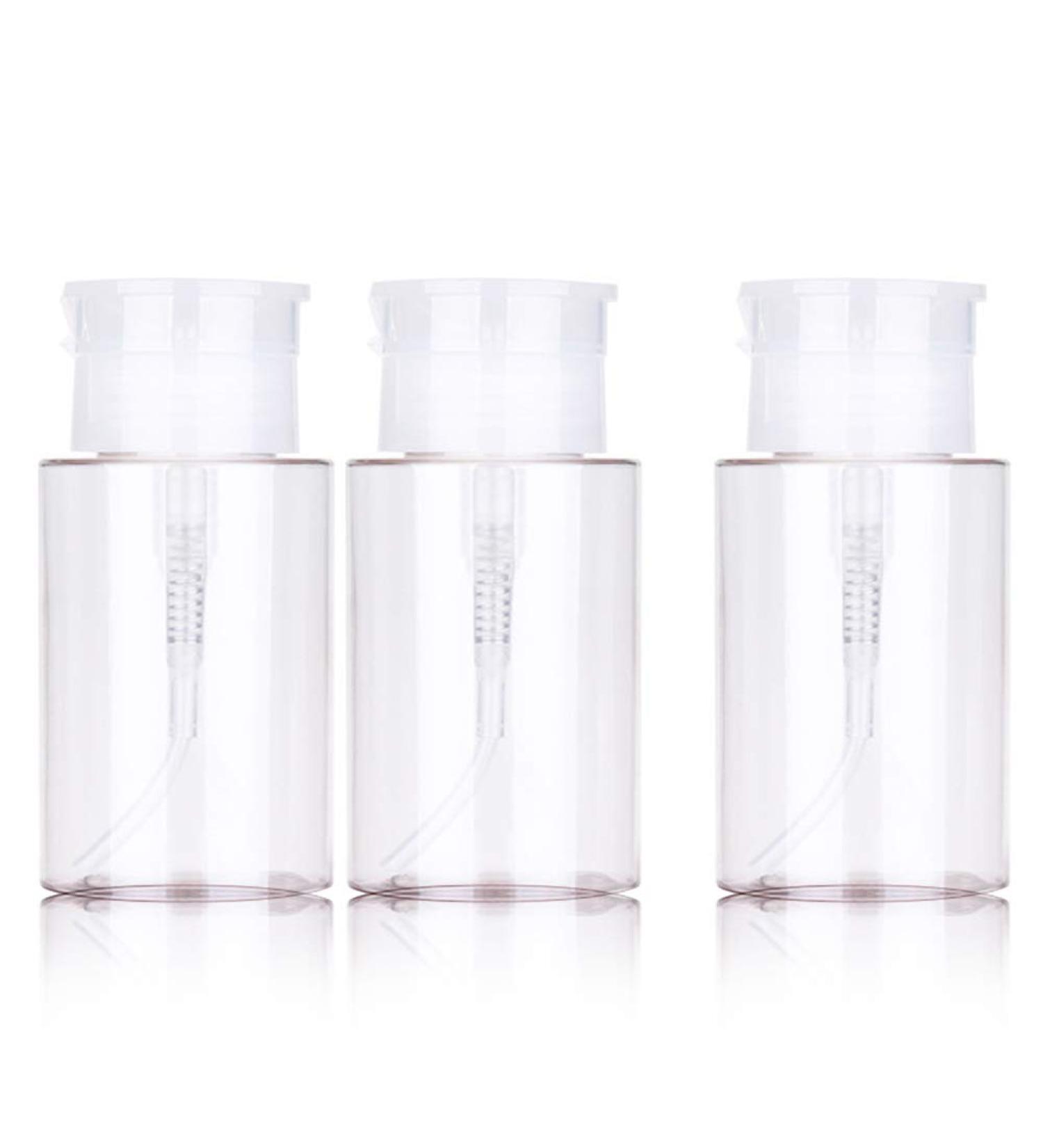3-Piece 150ml Pump Dispenser Set - Refillable Transparent Bottles for Shampoo Cleaners and Liquid Soap - Buy Online on GoSupps.com
