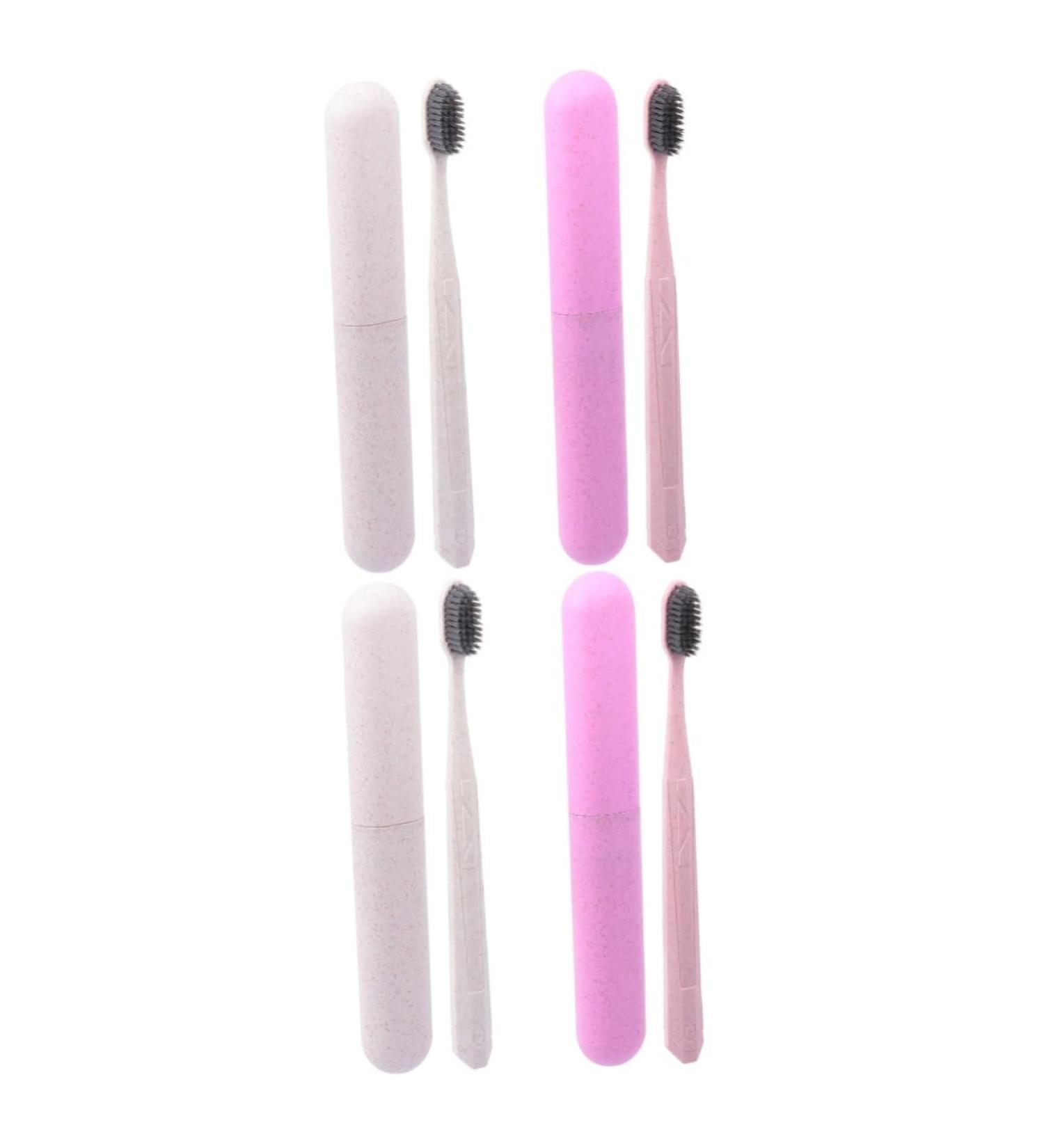 Frcolor 4-Piece Wooden Toothbrush Set | Soft Bristle Travel Toothbrushes for Adults & Kids | Eco-Friendly Oral Care - Buy Online on GoSupps.com