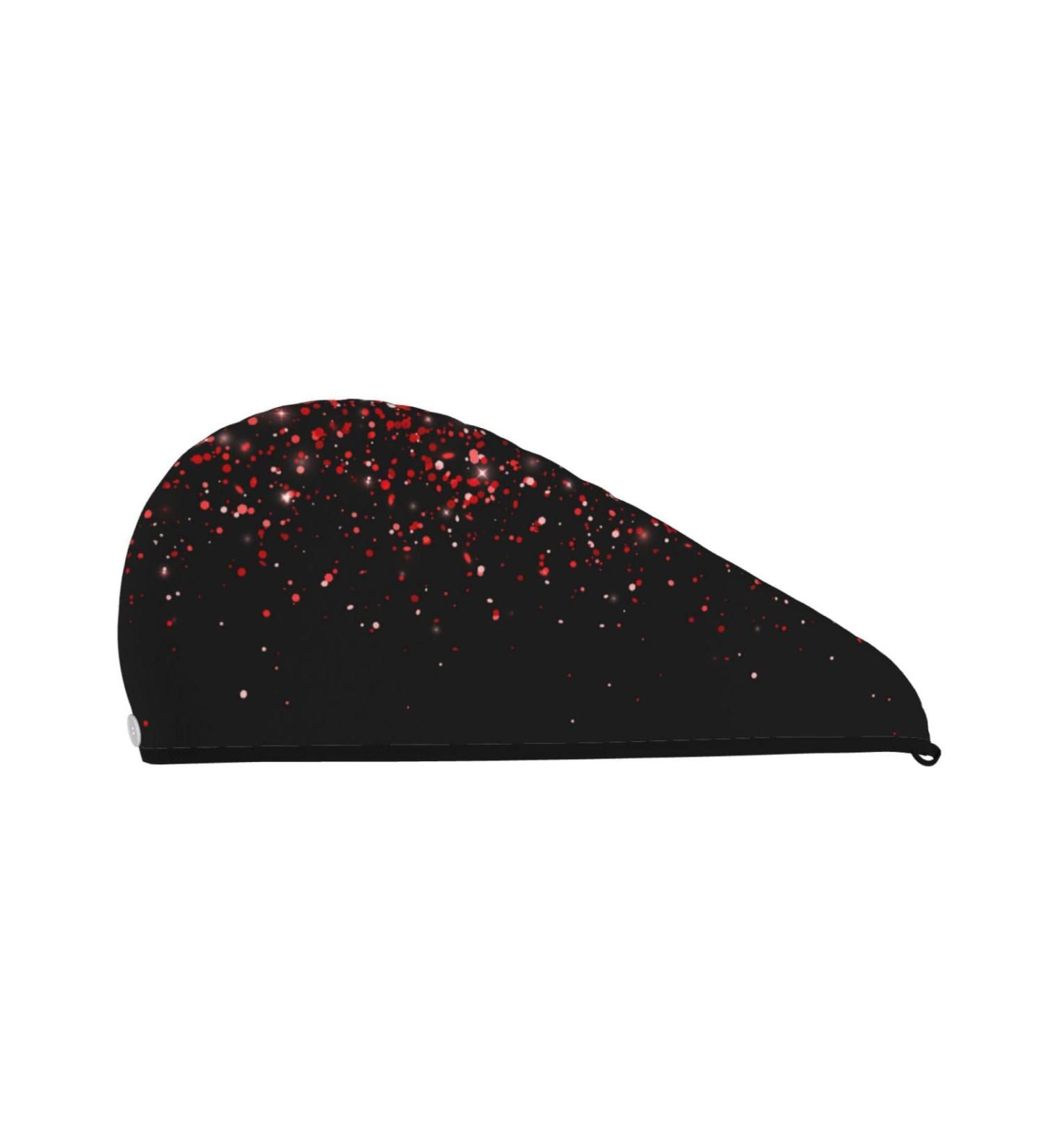 Microfiber Hair Drying Cap - Red Glitter Soft Absorbent Towel for Quick Drying Curly Long & Thick Hair - Buy Online on GoSupps.com