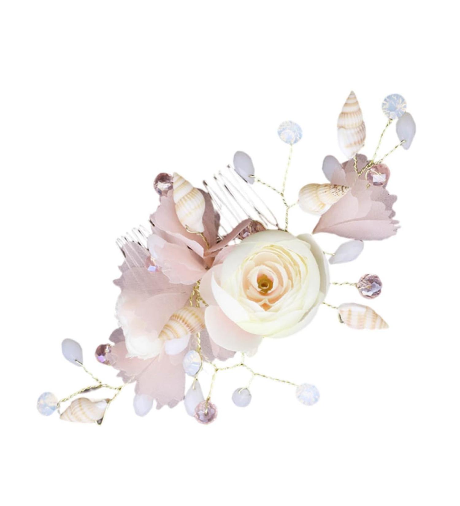 FRCOLOR Bridal Hair Comb French Side Combs Silk Flower Hair Clips Flower Hair Clips for Women Silk Flower Barratte Teasing Combs for Women Pink Comb Silk Cloth Miss Crystal Flower Hanfu - Buy Online on GoSupps.com