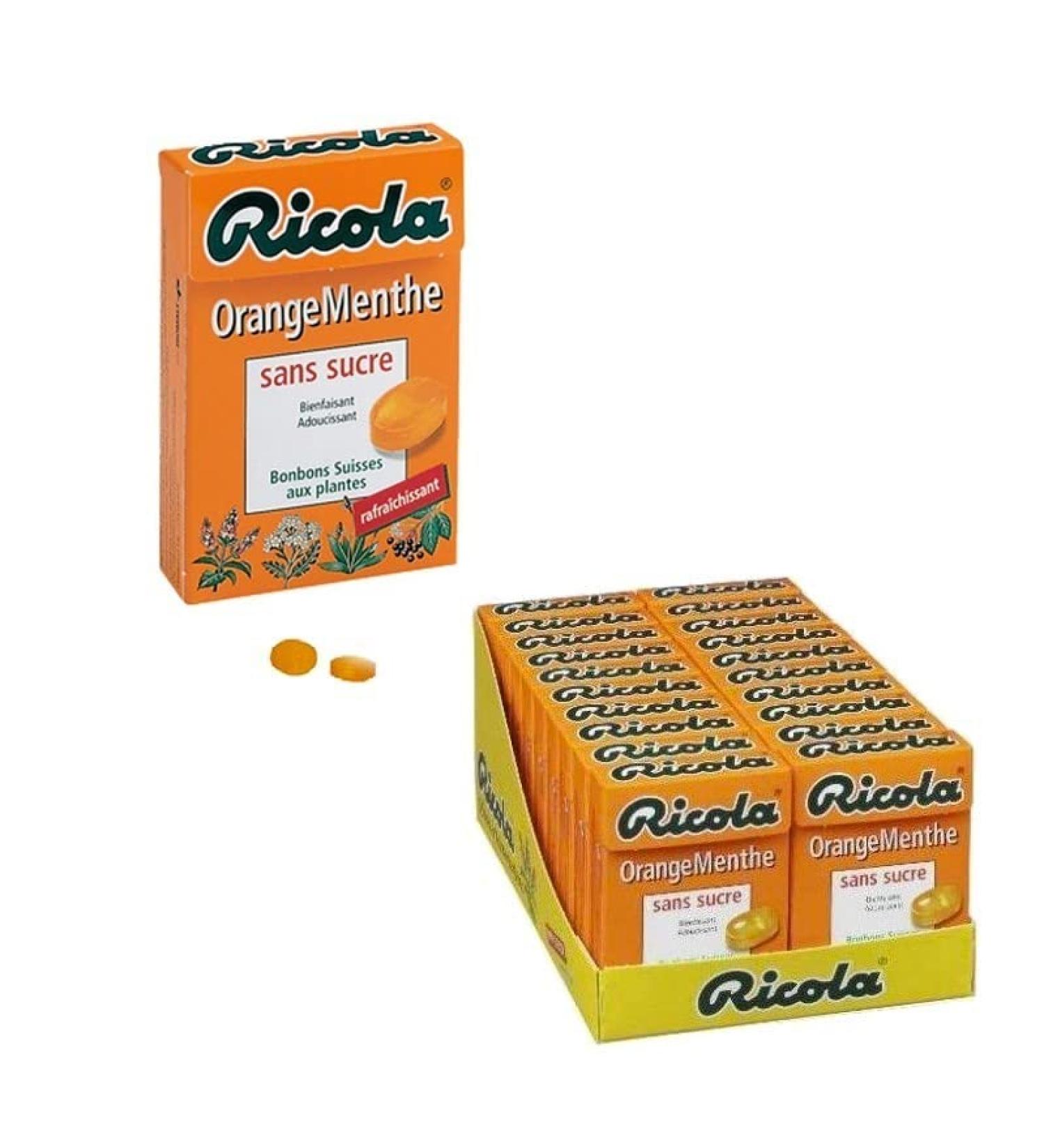 RICOLA - Sugar Free Ricola Mint Orange 50g (x20)