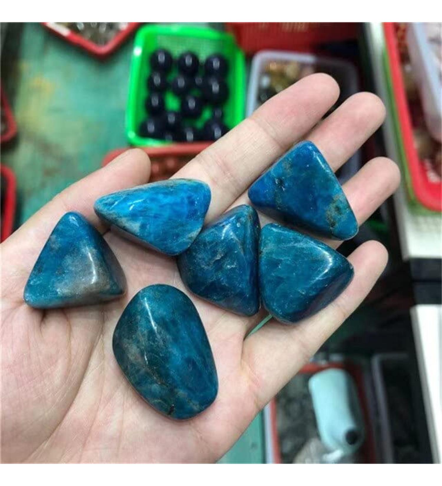 Polished Natural Blue Apatite Tumbled Crystals Stones for Feng Shui - (Color: Blue Size: 20-30mm) Chakra Reiki Balancing - Buy Online on GoSupps.com
