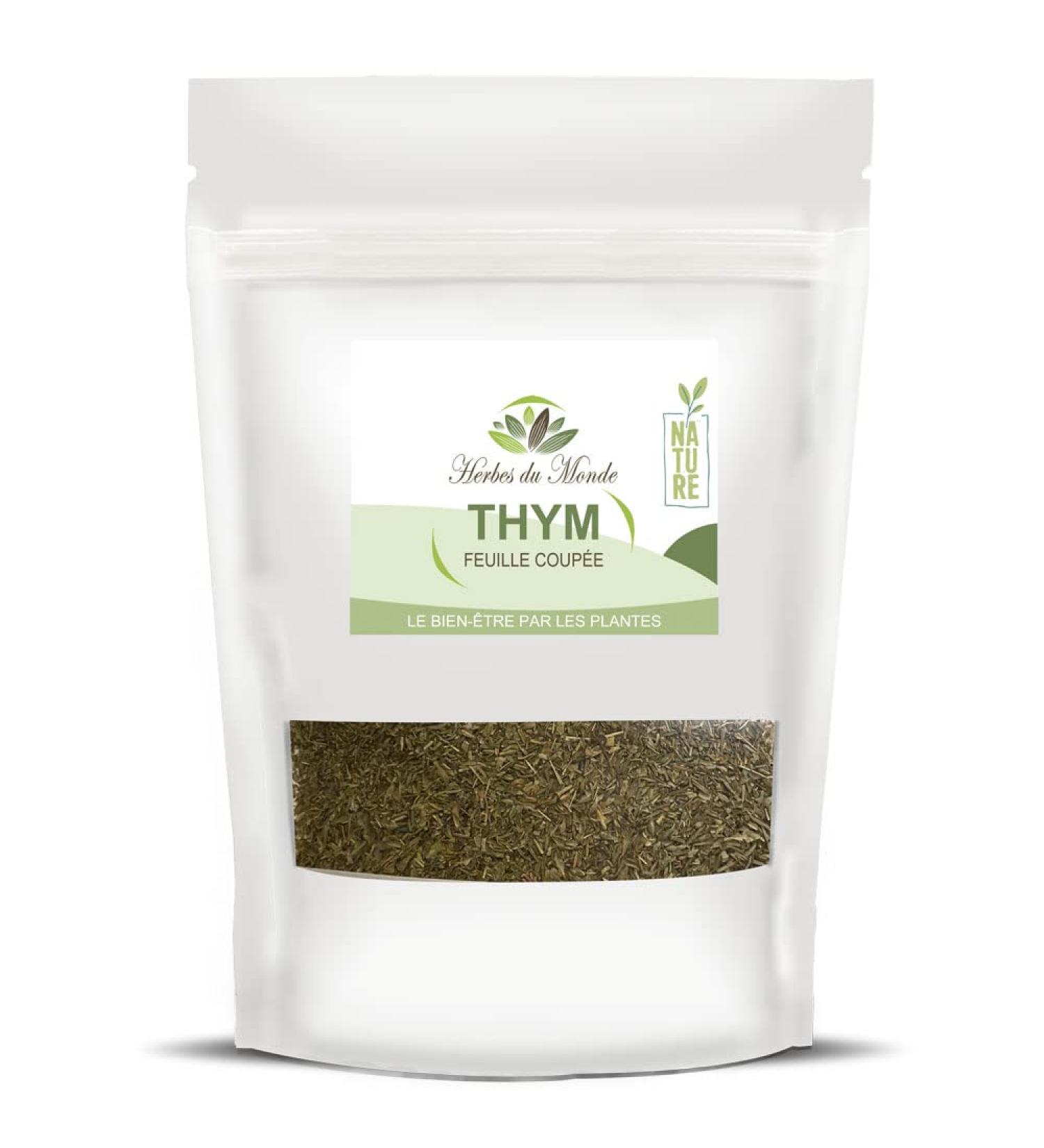 Herbes du Monde - Tisane Thym feuilles S ch es - Th Thymus Vulgaris - Infusion Digestive - Tonique et Antioxydant - Peut Aussi Sublim e Vos Plats - 1 sachet de 90g