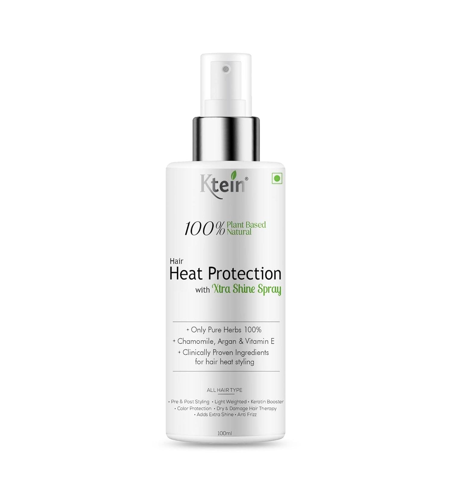 100% Plant Based Hair Heat Protection Spray with EXTRA SHINE Chamomile Argan and Vitamin E 100ml Black - Buy Online on GoSupps.com