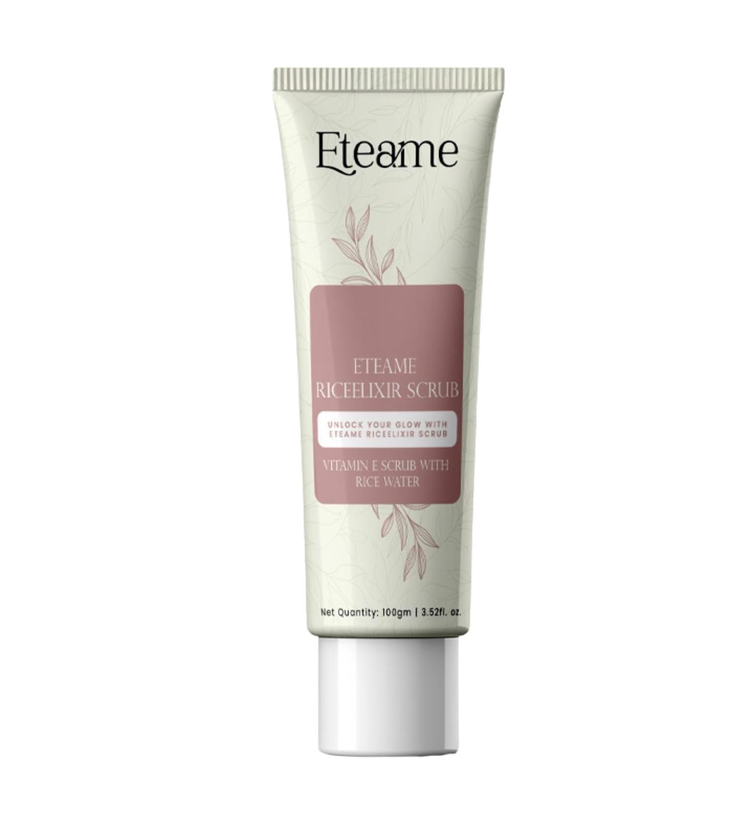E-tteameV itamin E Scrub with Rice Water Unlock Your Glow With Eteame Riceelixir Scrub - 100ml - Buy Online on GoSupps.com