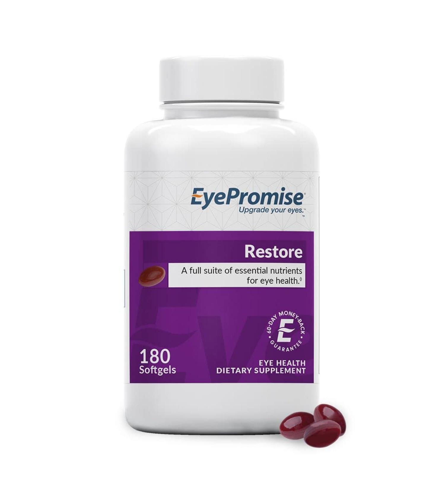 EyePromise Restore - Patented Eye Health Supplement with Lutein, Vitamins, Omega-3 Fish Oil & Zeaxanthin - 180 Softgels - Buy Online on GoSupps.com