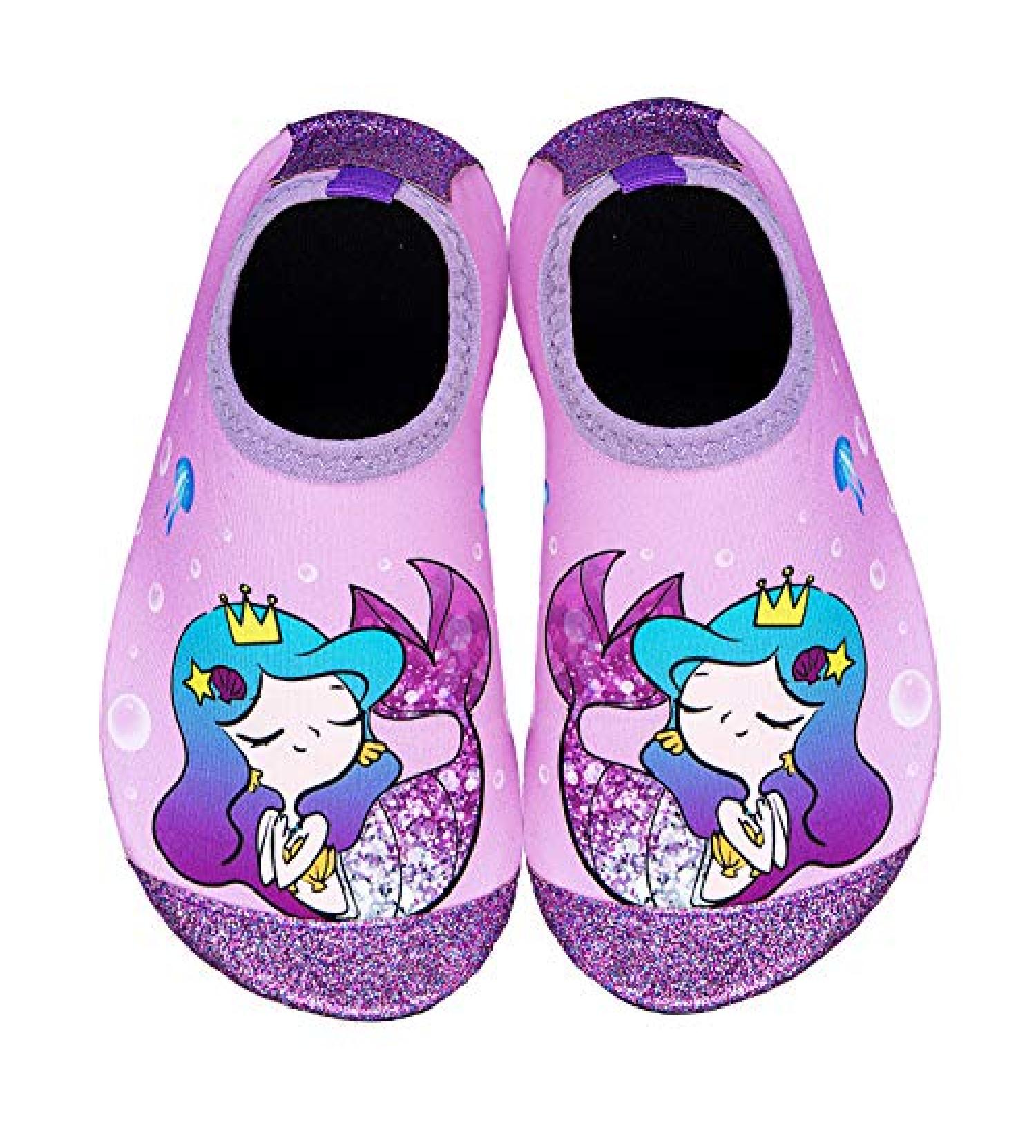 Kids Toddler Water Shoes Quick Dry Aqua Socks Non Slip Beach Swim Pool - D-Purple Shiny Mermaid - Size 12.5-13 Little Kid - Buy Online on GoSupps.com