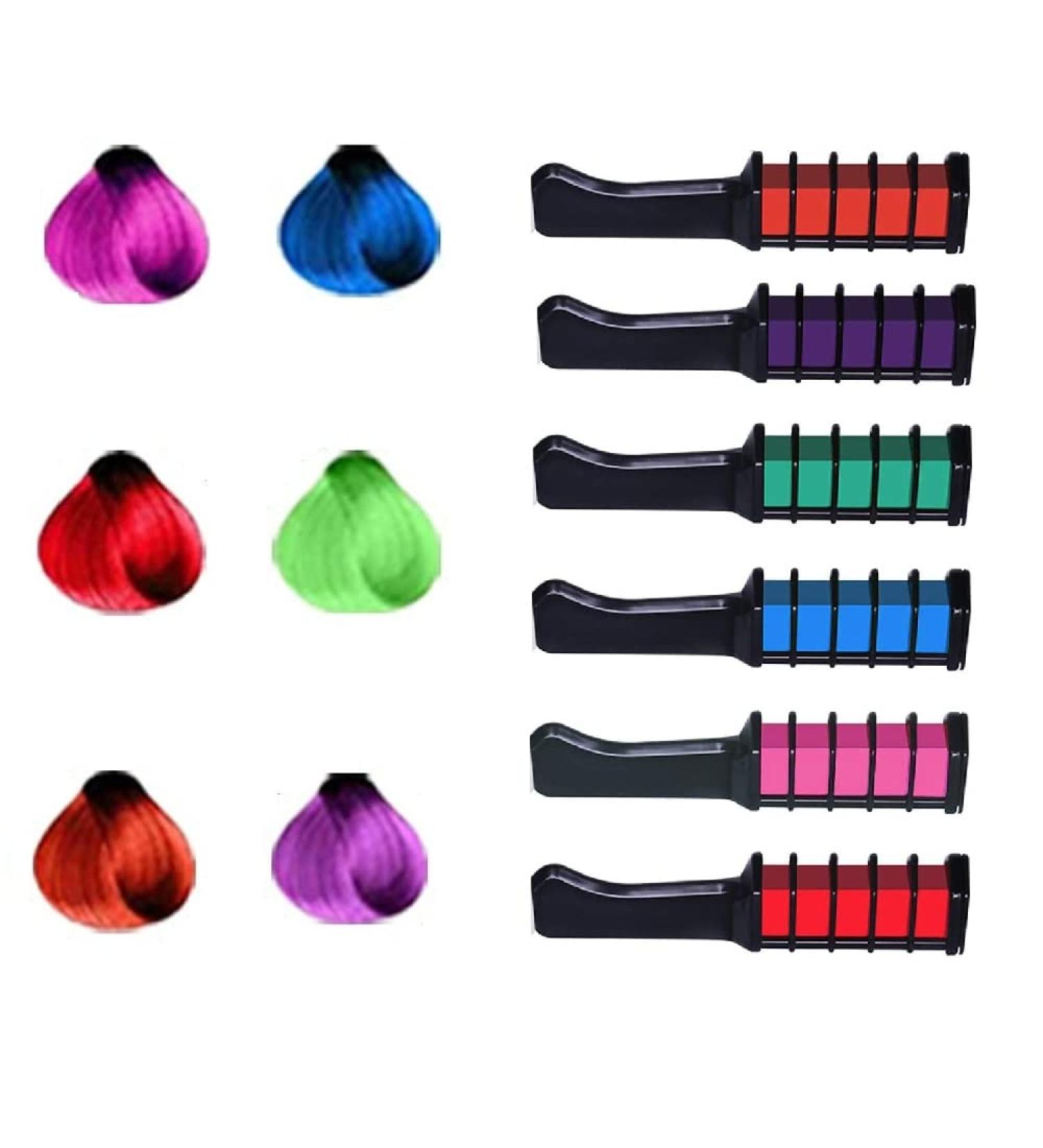 Temporary Hair Color Chalk Set - 6 Washable Non-Toxic Colors for Kids & Adults | Perfect for Christmas & Birthday Parties - Buy Online on GoSupps.com