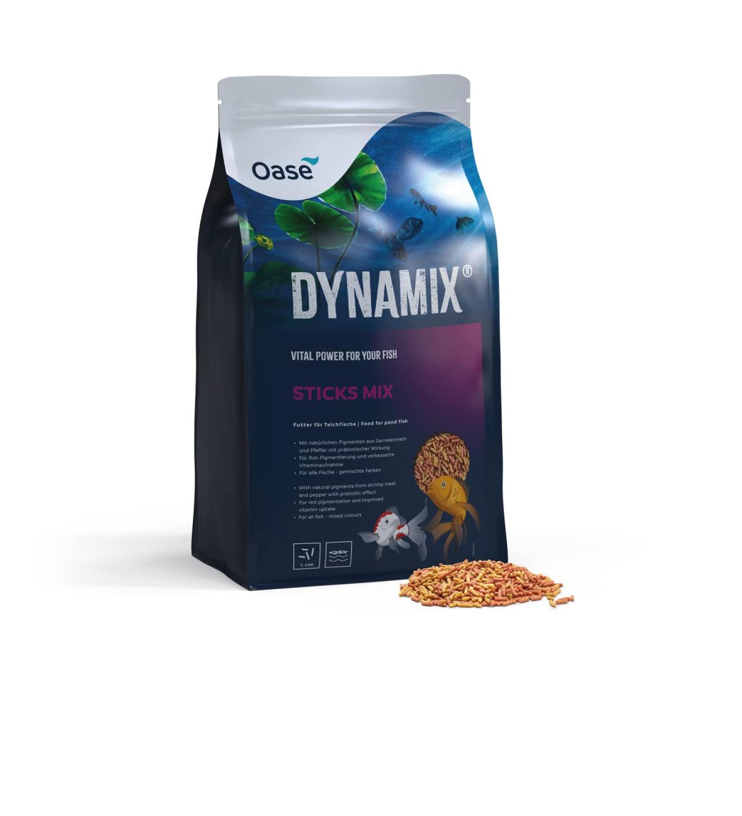OASE Dynamix Sticks Mix 20 L Fish Food Pond Fish Food ideal for mixed breeding of natural and red coloured fish regular growth - Buy Online on GoSupps.com