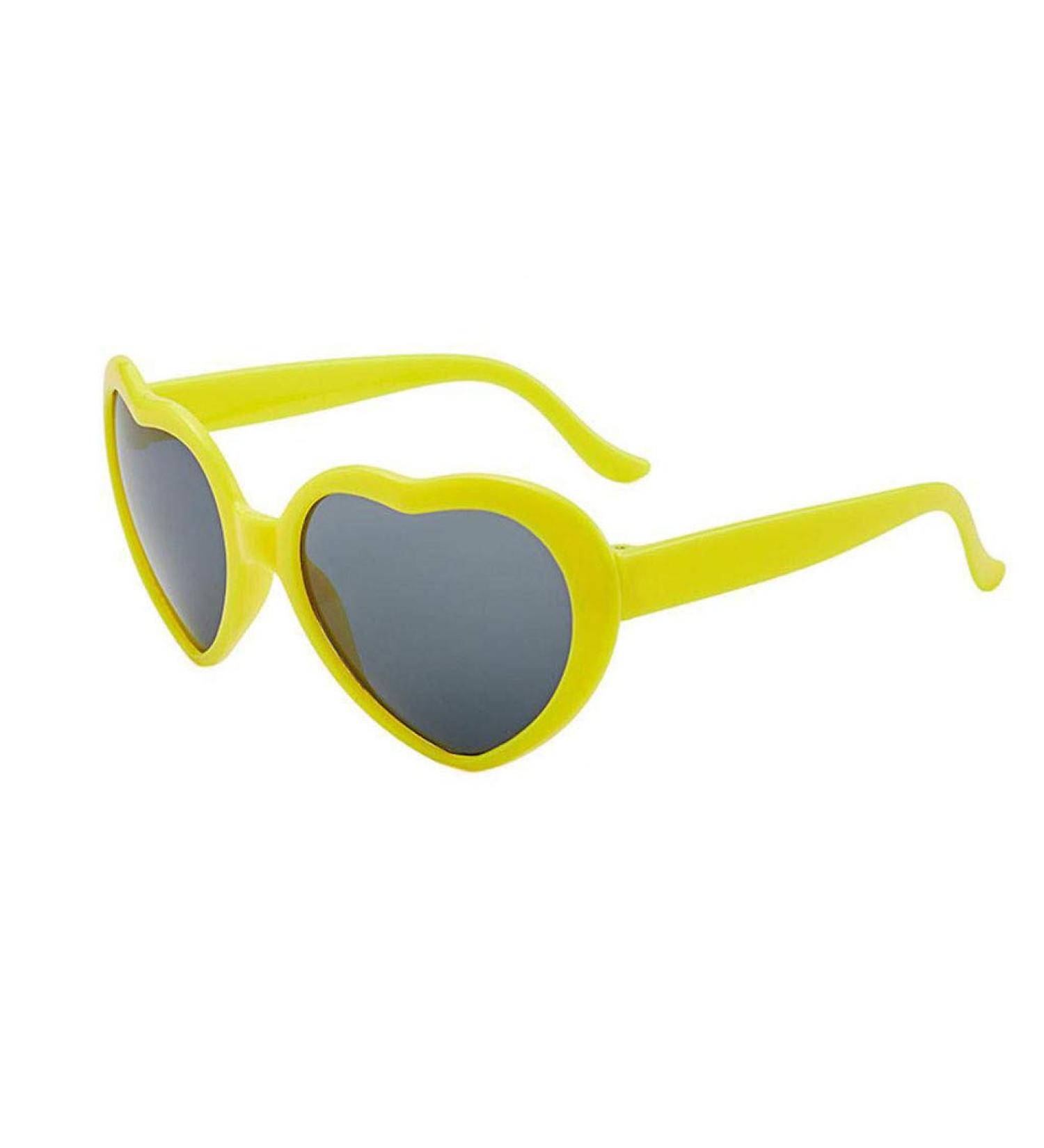 Glasses with color filter lights at night special love glasses glass effects love Heart-shaped at glass sunglasses men hexagonal yellow unit size