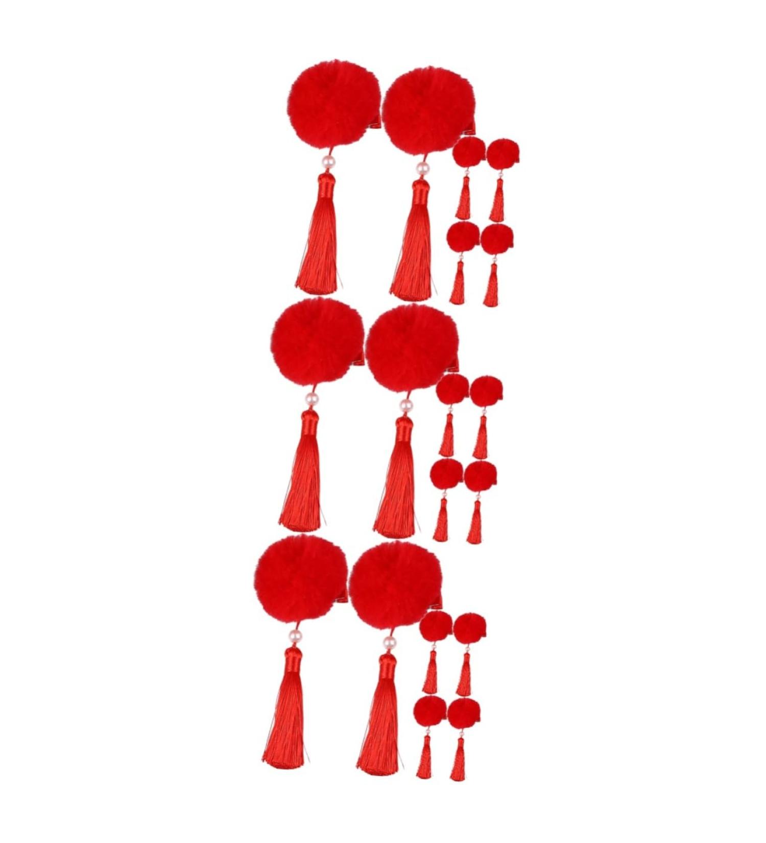 FRCOLOR 9 Pairs Tassel Hair Ball Hair Clip Hair Clips for Hair Pin Hair Barrettes Hair Accessories for Fairy Jewelry for Hair Chinese Style Barrettes - Buy Online on GoSupps.com