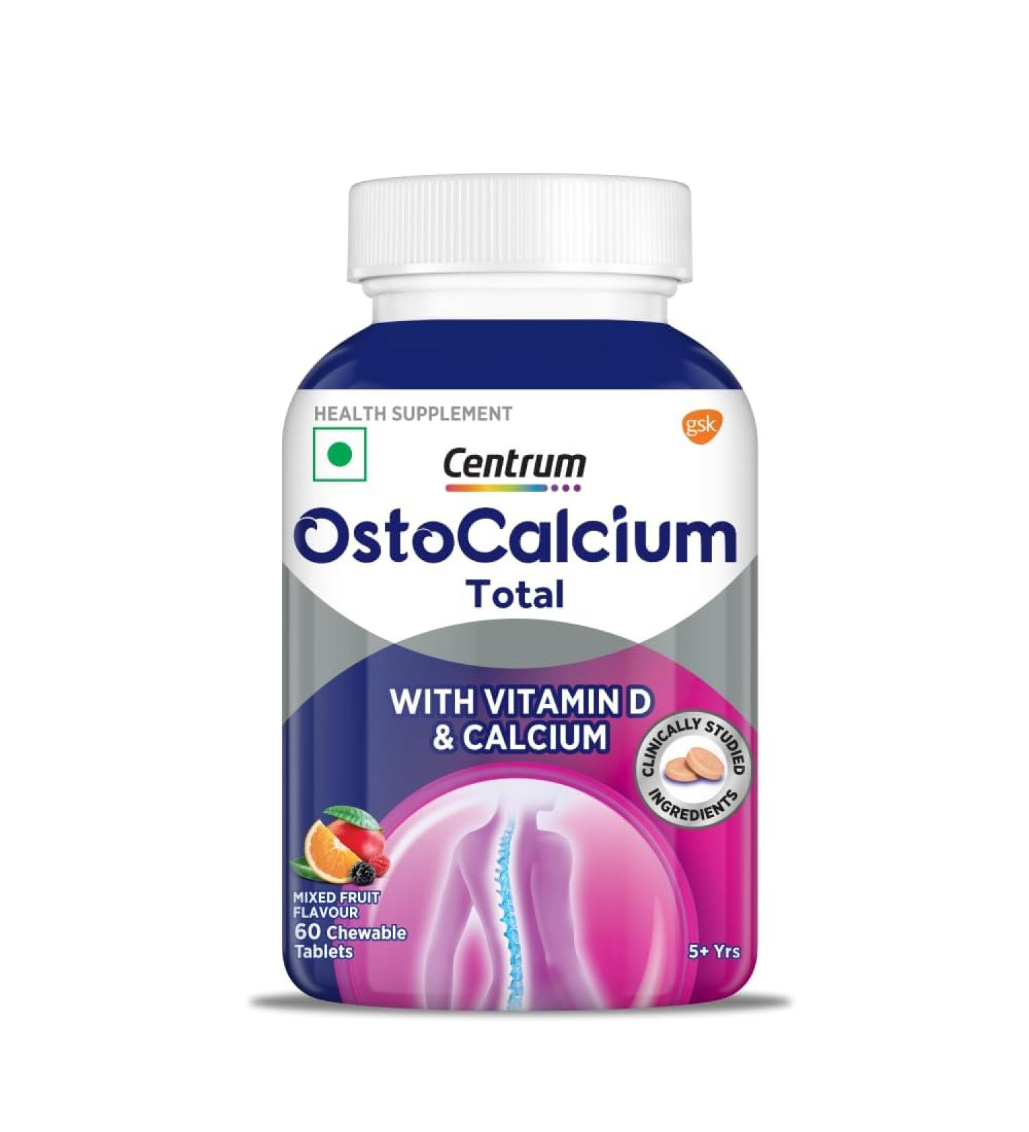 LIPON Export OstoCalcium Total Chewables (60s) - Vitamin D & Calcium for Strong Bones, Joints & Muscles - Buy Online on GoSupps.com