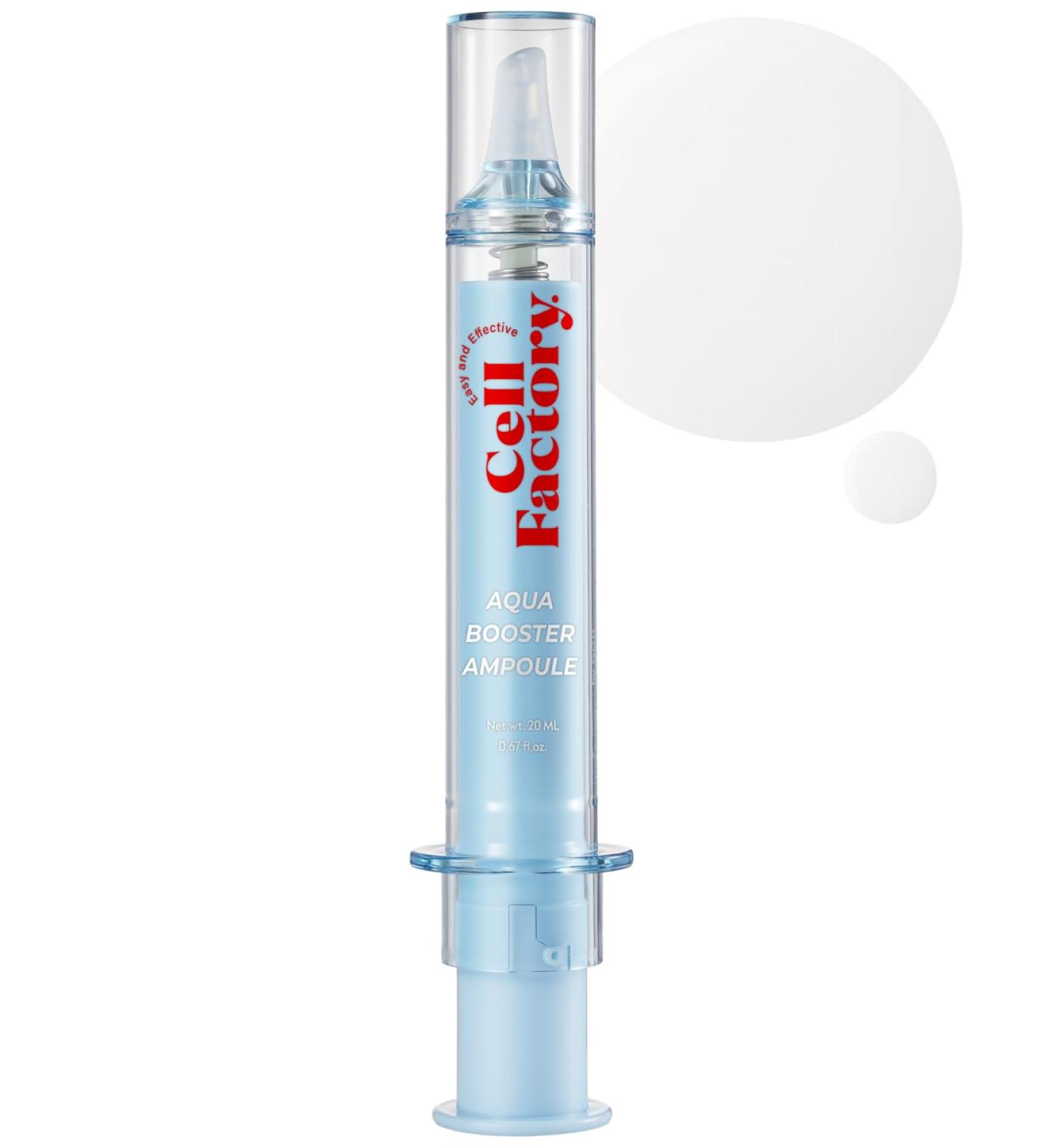 CELL FACTORY Aqua Booster Ampoule - Hydrating Peptide Serum with 8 Types of Hyaluronic Acid & Squalane | Non-Sticky Intensive Moisturizing Formula - 0.68 fl.oz | International Shipping Available - Buy Online on GoSupps.com