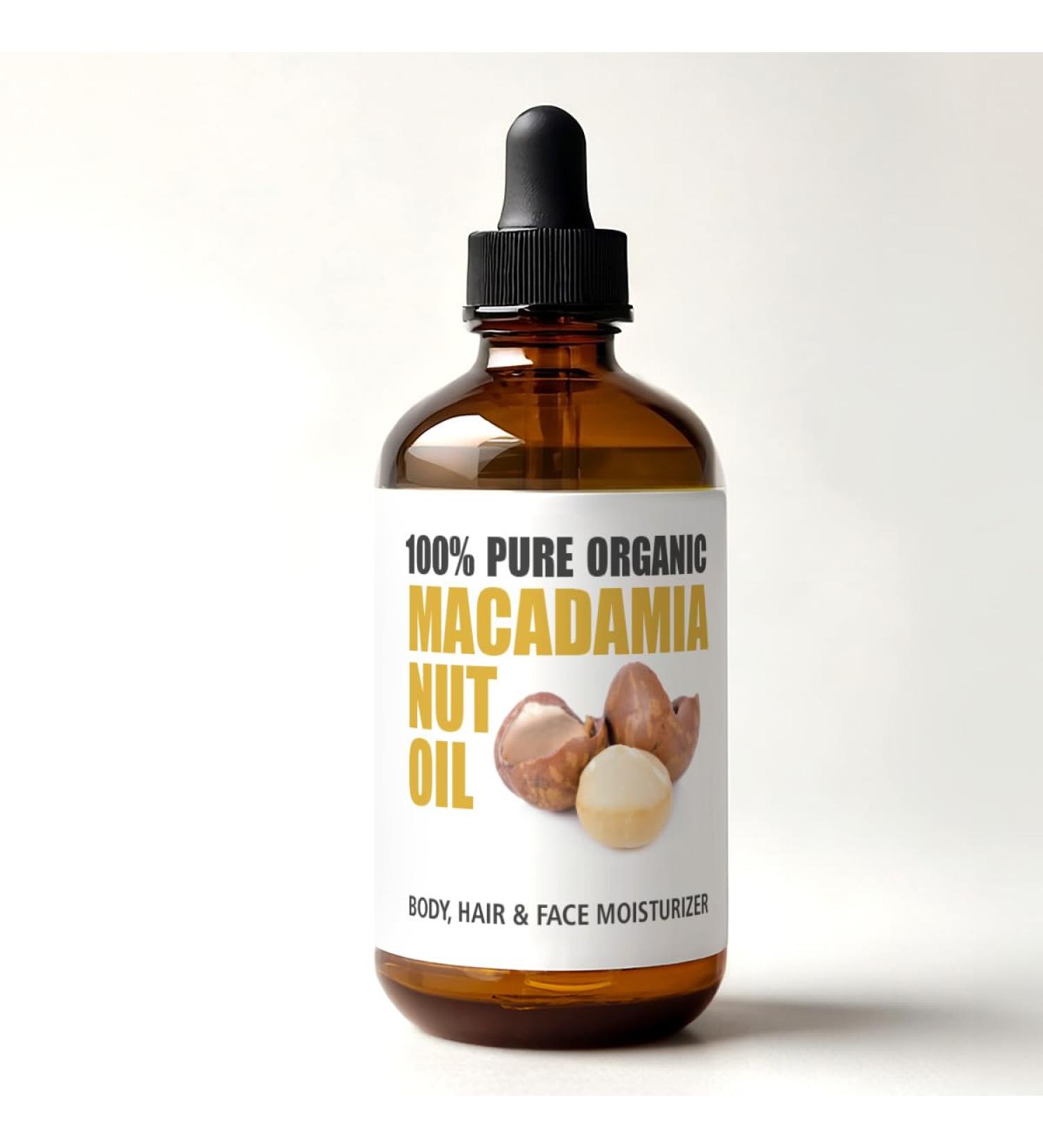 Organic Macadamia Nut Oil Moisturizer for Dry Skin | 4oz Cold Pressed & Unrefined Hair Oil Buy Online Internationally - Buy Online on GoSupps.com