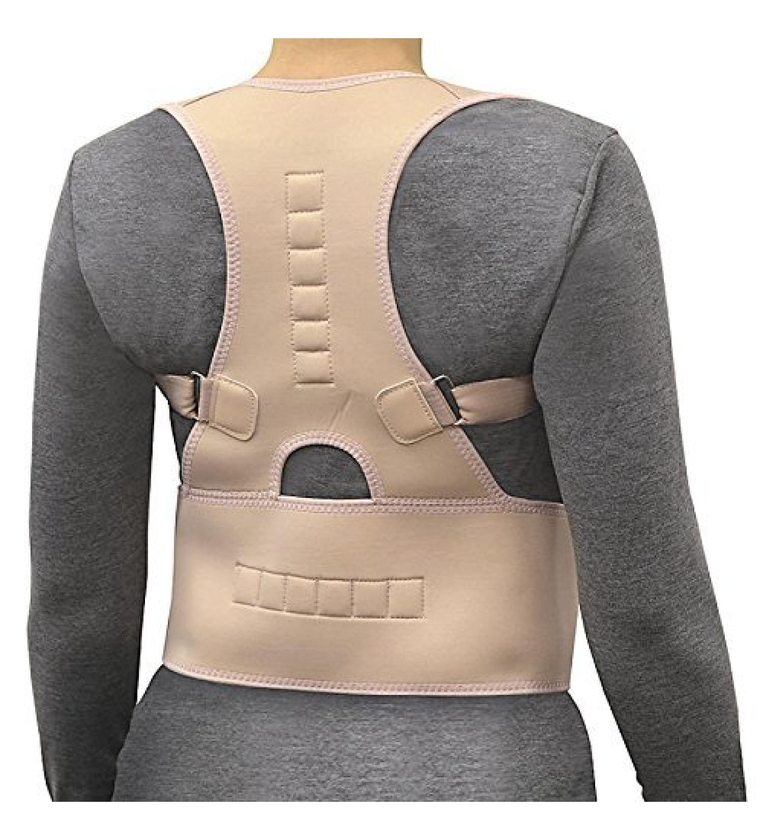 Medical-Grade Adjustable Magnetic Posture Support Back Brace | Relieve Neck & Back Pain | Improve Posture (Small Tan) - Poscure  - Buy Online on GoSupps.com
