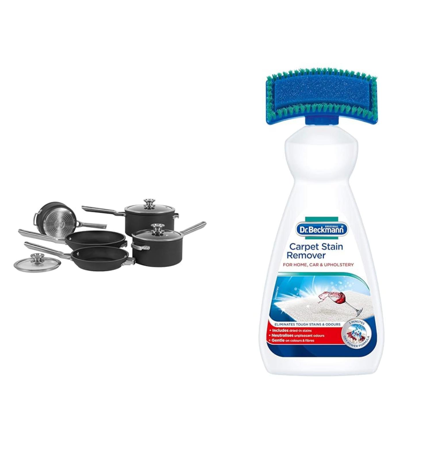 Ninja ZEROSTICK Stackable Cookware 5-Piece Pan Set Non-Stick 3 Saucepans with Oven-Safe Glass Lids & Dr. Beckmann Carpet Stain Remover | Removes New and Dried-in Stains | Includes Applicator Brush - Buy Online on GoSupps.com