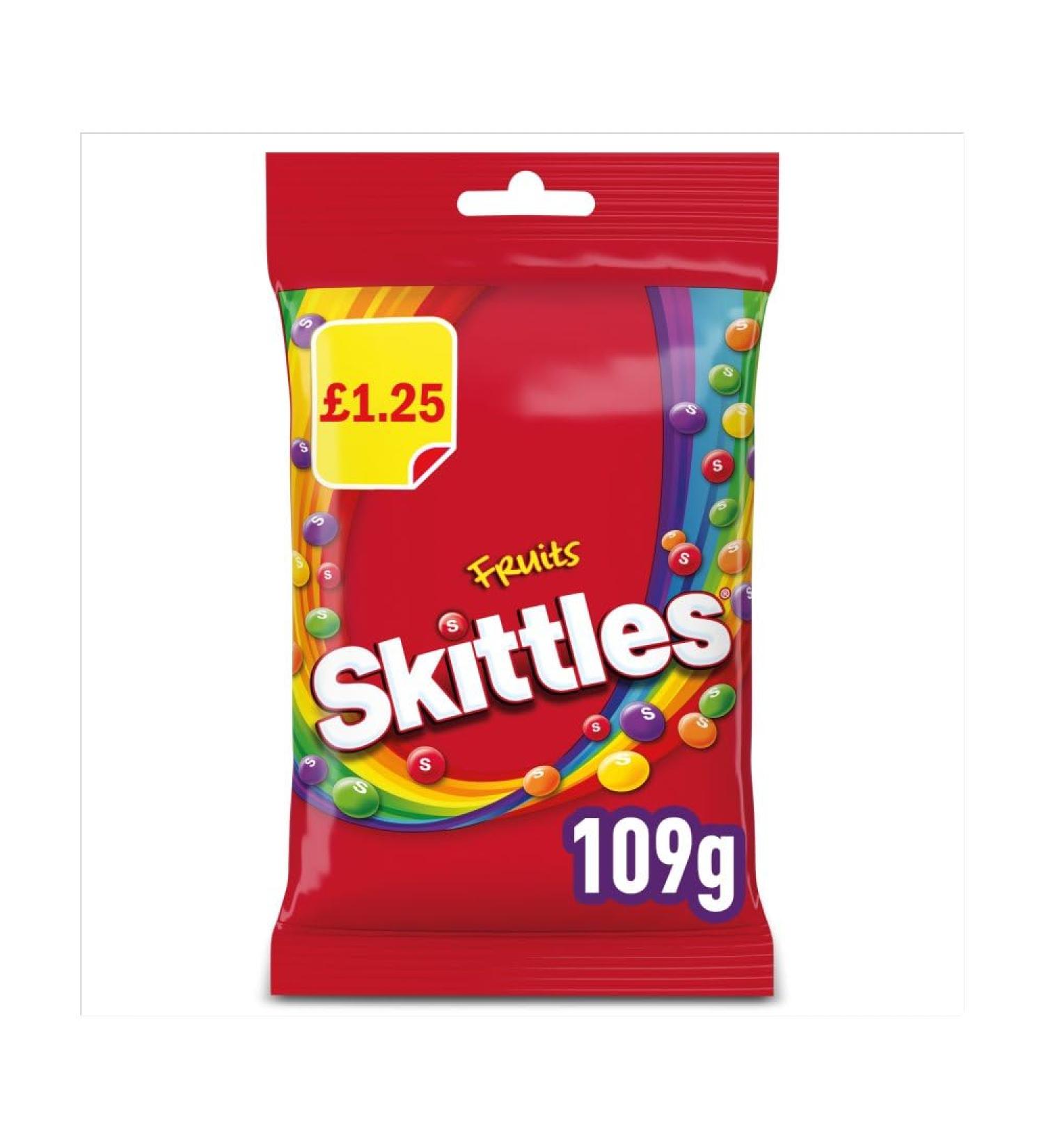 Skittles Skittles Chewy Sweets Box of 14 fruit-flavored candy pouches 109g