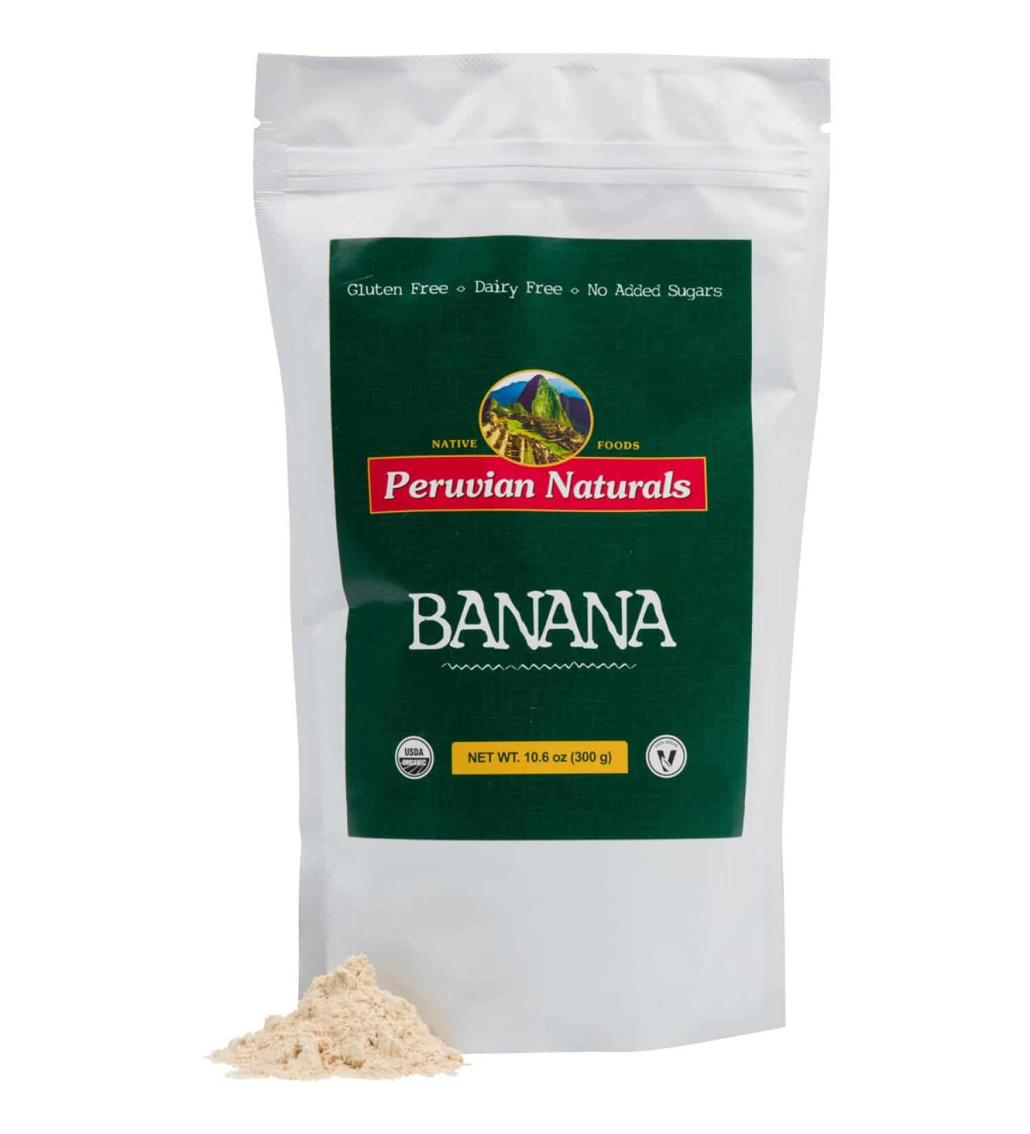 Peruvian Naturals Organic Banana Powder 300g - Raw Vegan Non-GMO Fruit Powder for Smoothies & Cooking - Buy Online on GoSupps.com