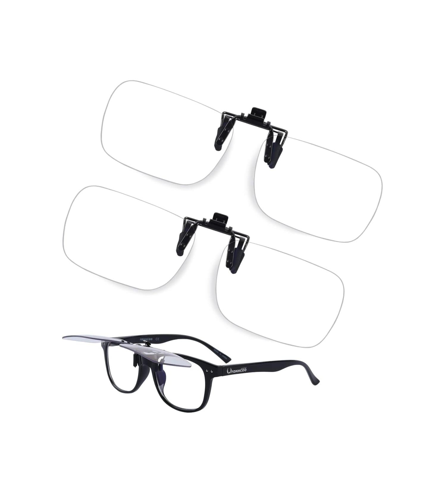 FONHCOO Clip-on Blue Light Blocking Glasses Womens Mens 2 Pack Over Prescription Glasses Framless Lens Anti Eyestrain Headaches UV Filter Computer Gamer Eyeglasses 2 X Flip-up Blue Light Blocking Lens - Buy Online on GoSupps.com