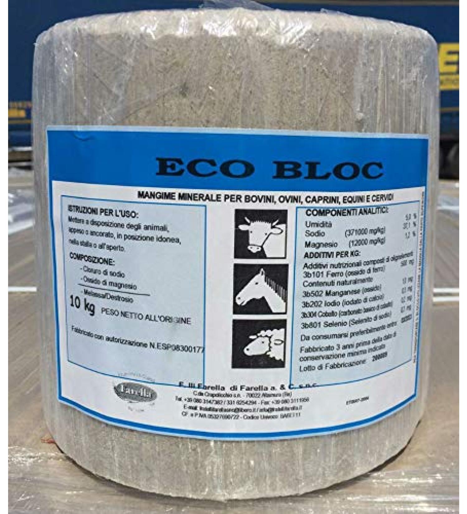 Farella Eco Bloc Mineral Salt 10 kg for Cattle, Sheep, Goats, Equines and Cervids