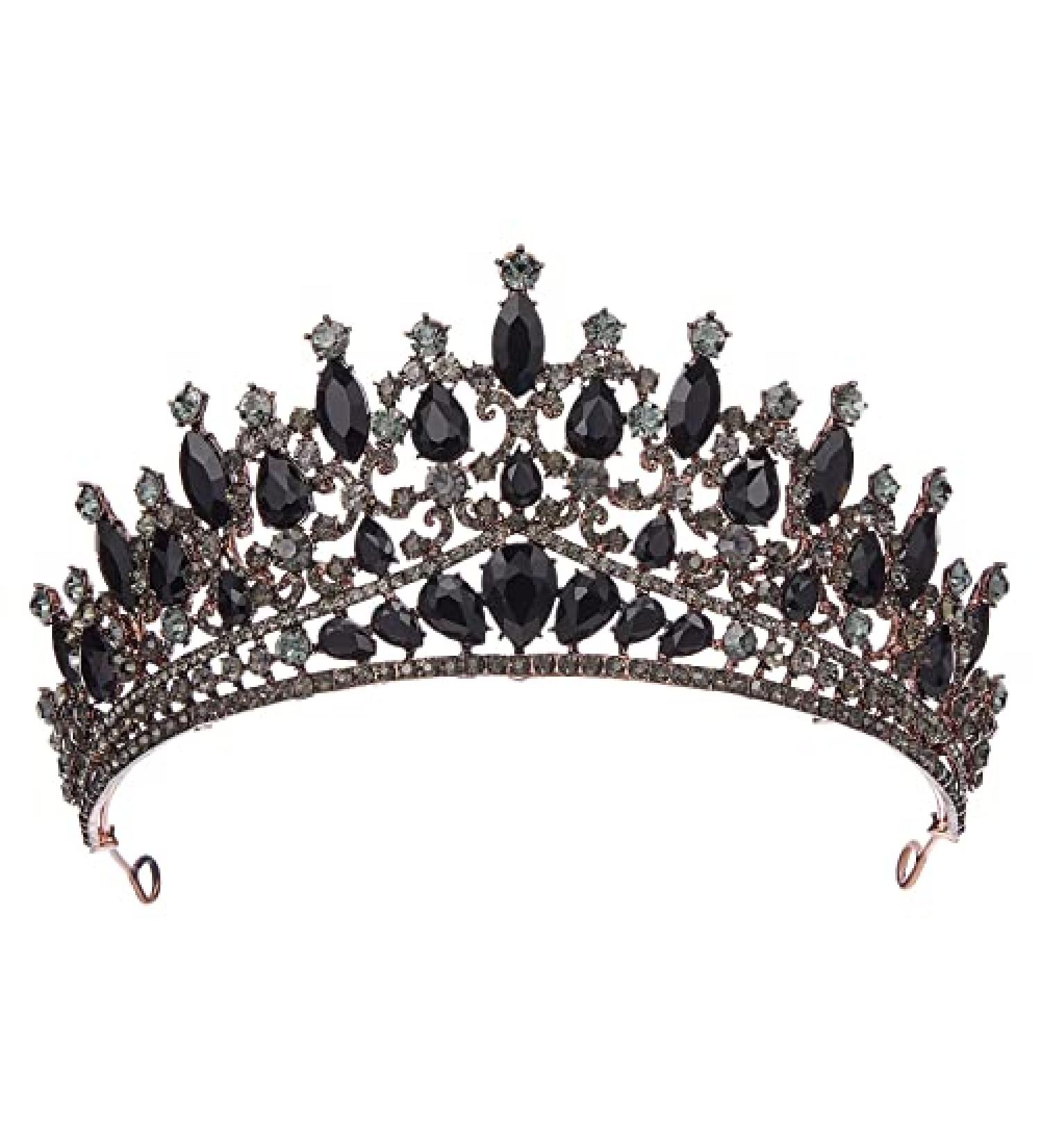AW BRIDAL Baroque Black Queen Crown - Vintage Wedding Tiara for Bride - Ideal for Pageant, Quinceanera, Prom & Halloween - Buy Online on GoSupps.com