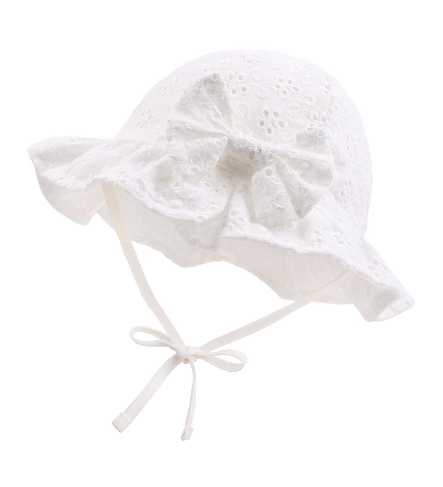 XIAOHAWANG Baby Girl Sun Hat - Embroidered Flowers Toddler Bucket Hat for Infant Girls 3-6 Months (White) - Buy Online on GoSupps.com