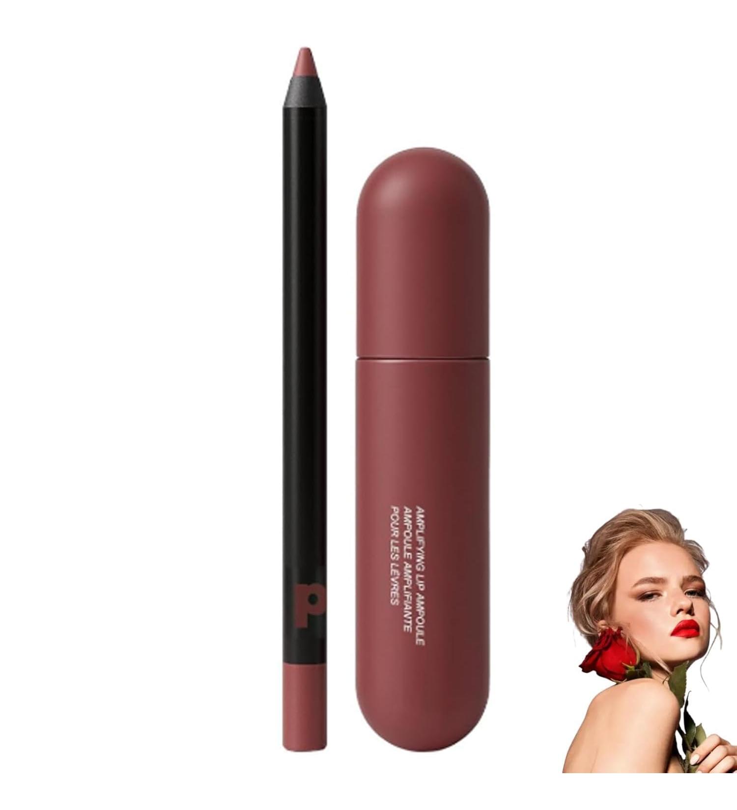 Colorful lip ampoules with matching lip liner longlasting moisturizing lip oil deep hydration soft smooth texture that enhances natural lip curvesCaramel - Buy Online on GoSupps.com